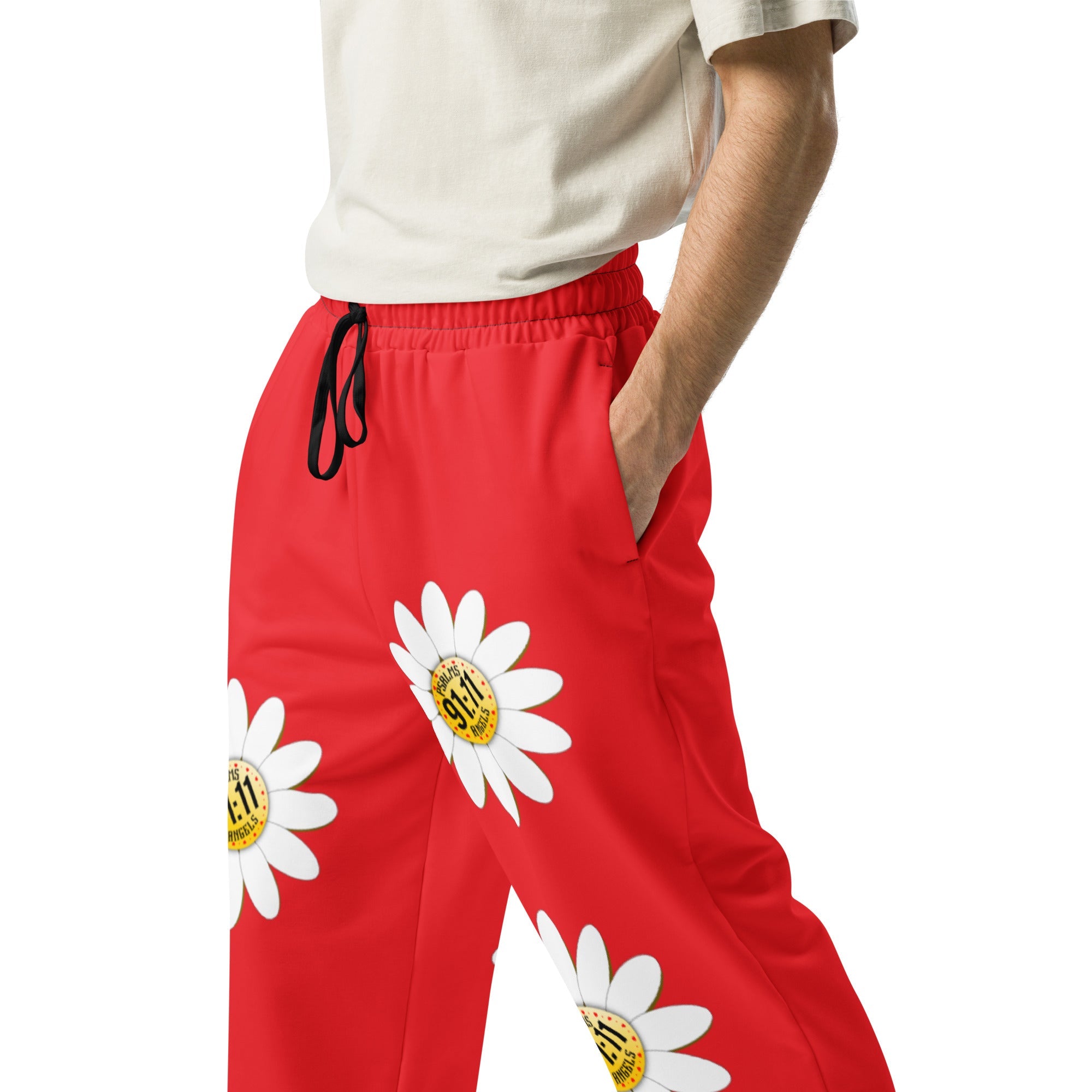 Psalms Angels Give Me My Flowers Vegan Friendly Wide-Leg Joggers Psalms 91.11
