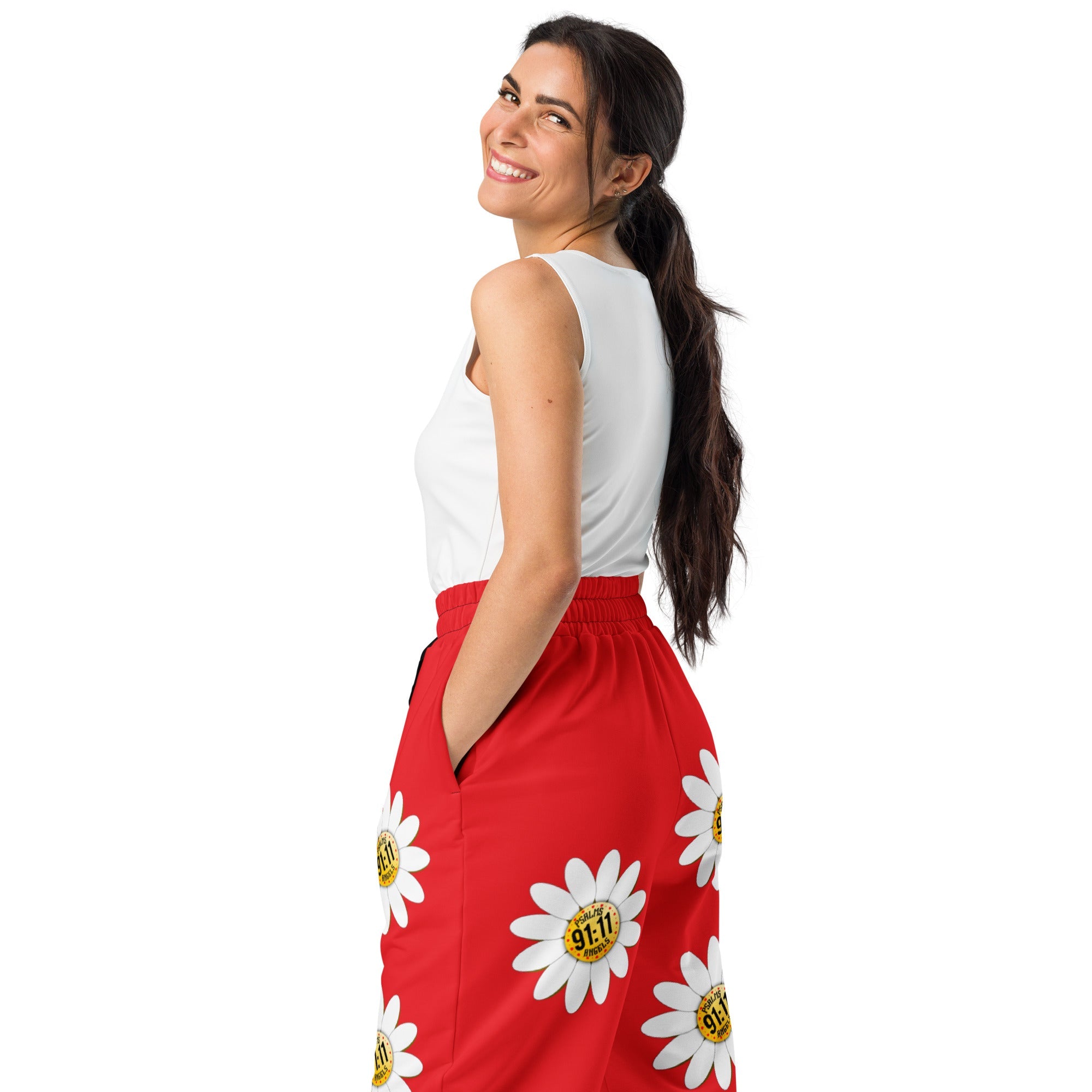 Psalms Angels Give Me My Flowers Vegan Friendly Wide-Leg Joggers Psalms 91.11