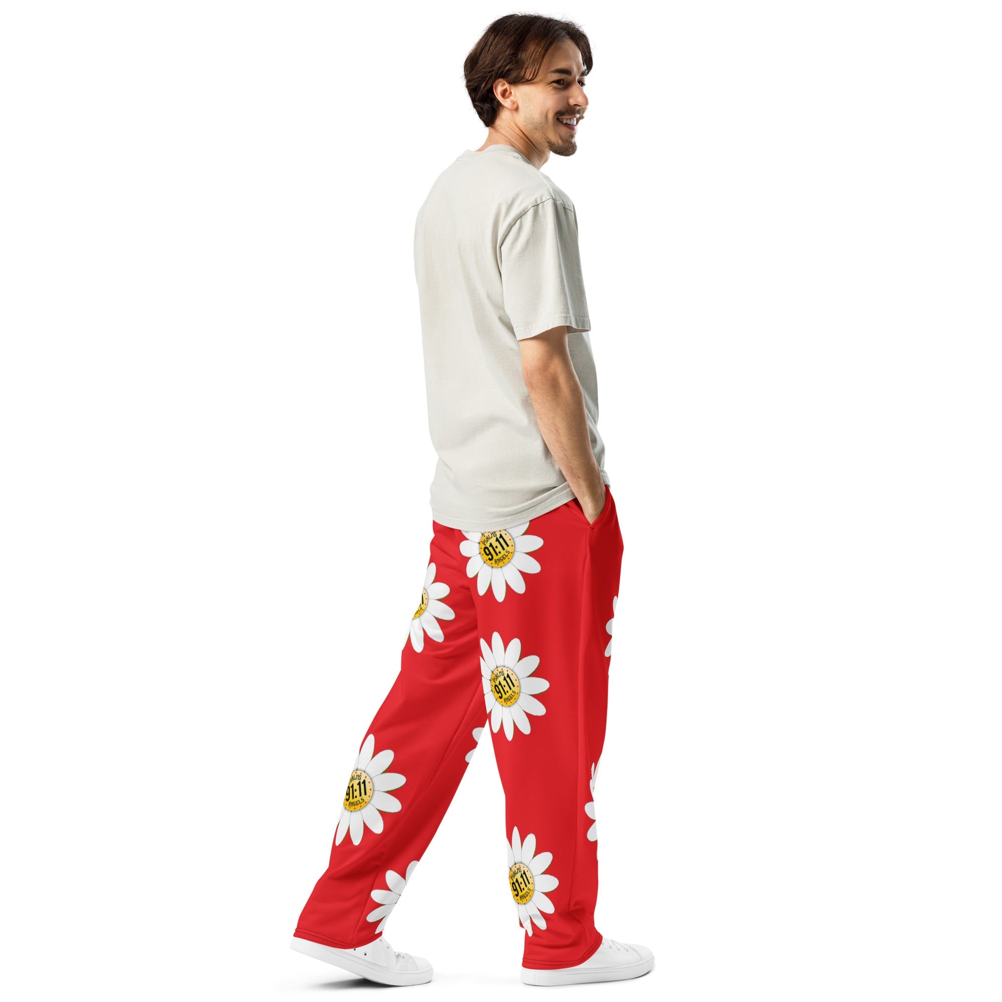 Psalms Angels Give Me My Flowers Vegan Friendly Wide-Leg Joggers Psalms 91.11