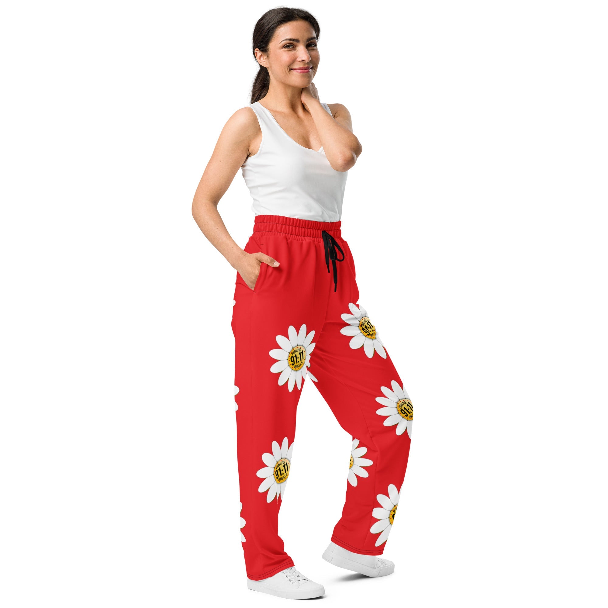 Psalms Angels Give Me My Flowers Vegan Friendly Wide-Leg Joggers Psalms 91.11