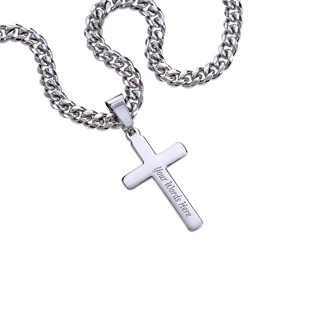 Psalms Angels Personalised Cross & Cuban Chain Shiny Things