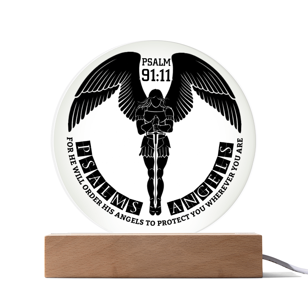Guardian Angel Circular Acrylic Illuminated LED Plaque Shiny Things