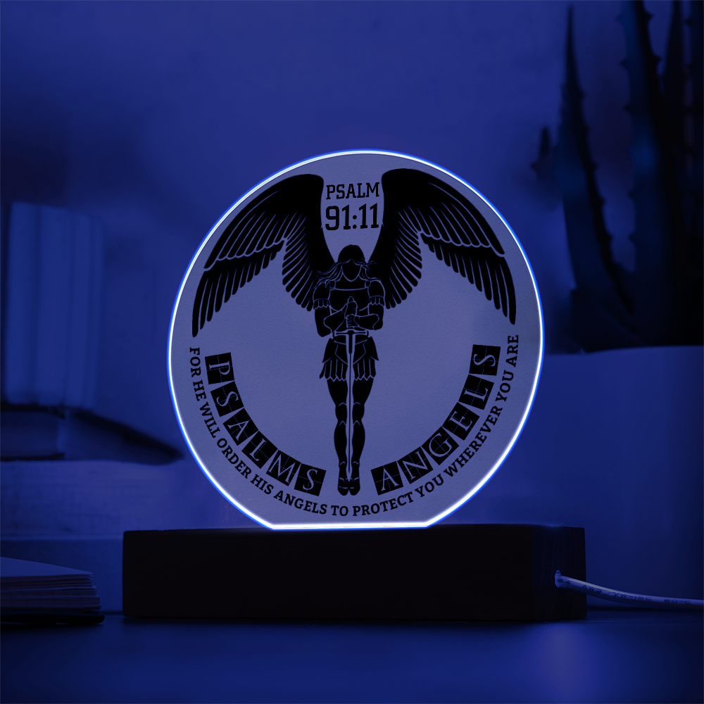 Guardian Angel Circular Acrylic Illuminated LED Plaque Shiny Things
