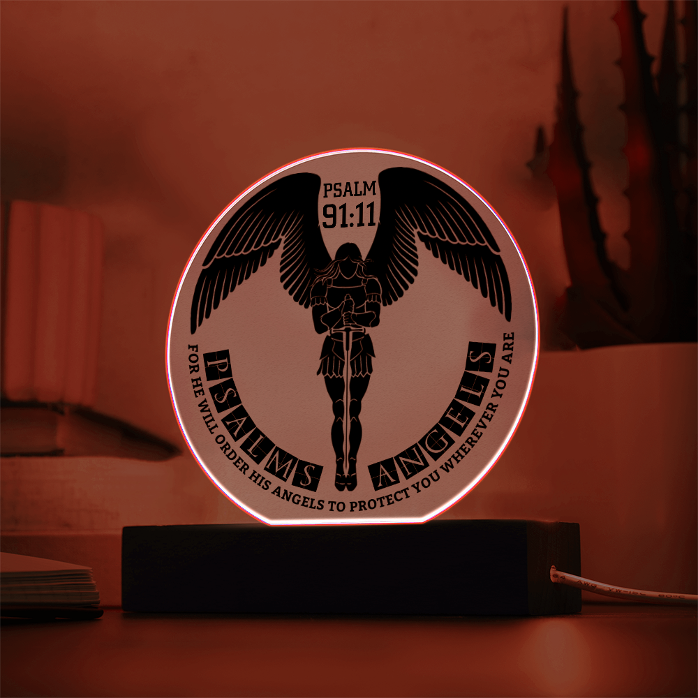 Guardian Angel Circular Acrylic Illuminated LED Plaque Shiny Things