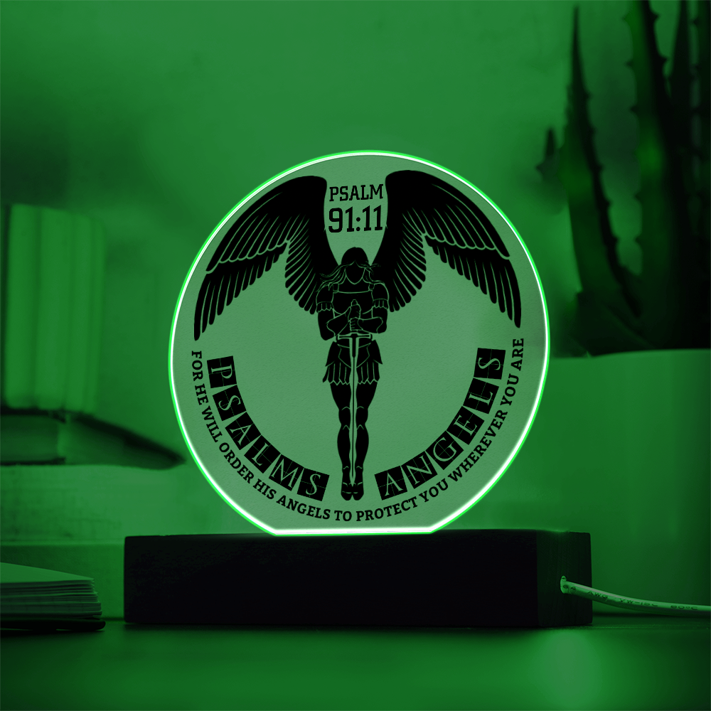 Guardian Angel Circular Acrylic Illuminated LED Plaque Shiny Things