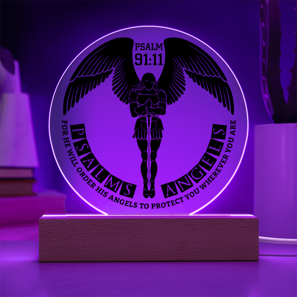 Guardian Angel Circular Acrylic Illuminated LED Plaque Shiny Things