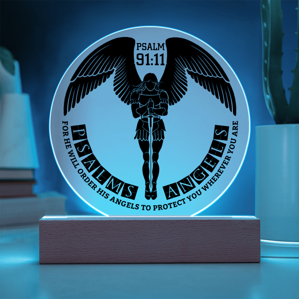 Guardian Angel Circular Acrylic Illuminated LED Plaque Shiny Things