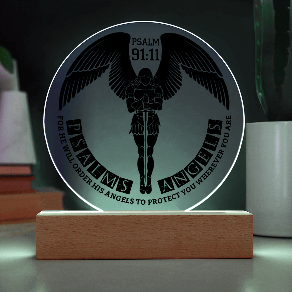 Guardian Angel Circular Acrylic Illuminated LED Plaque Shiny Things