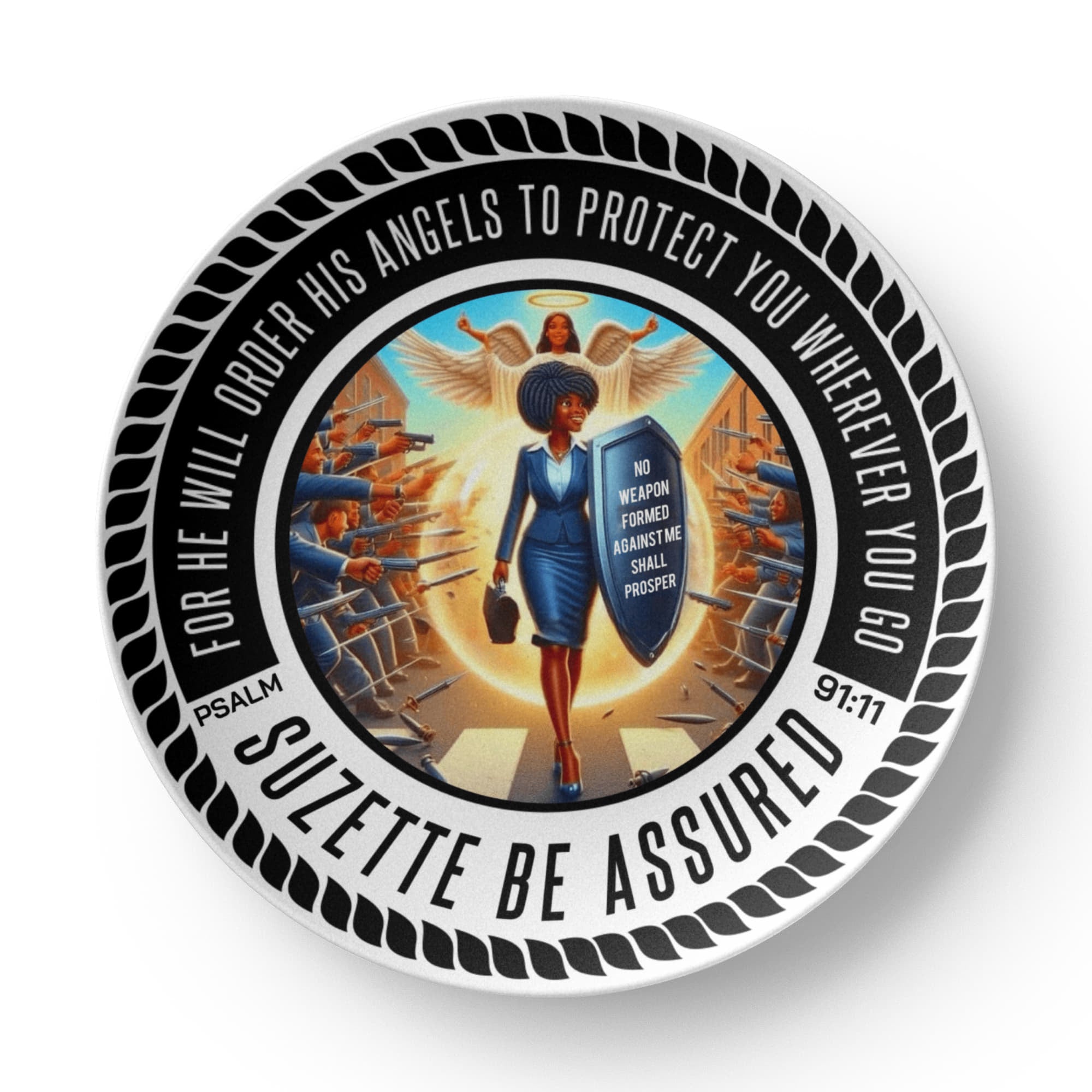 No Weapon Formed Against Me Shall Prosper Personalised 10 Inch Plate Shiny Things