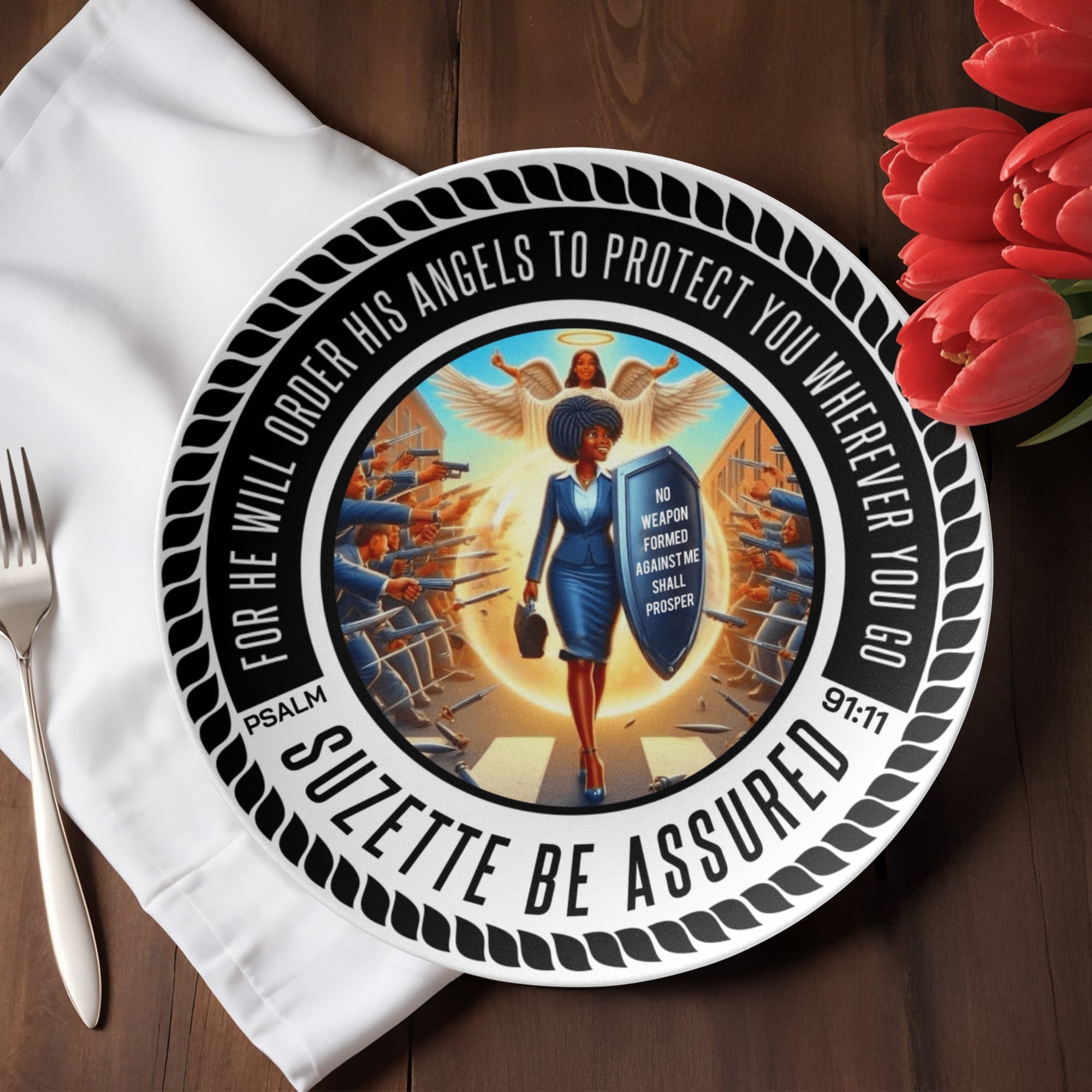 No Weapon Formed Against Me Shall Prosper Personalised 10 Inch Plate Shiny Things