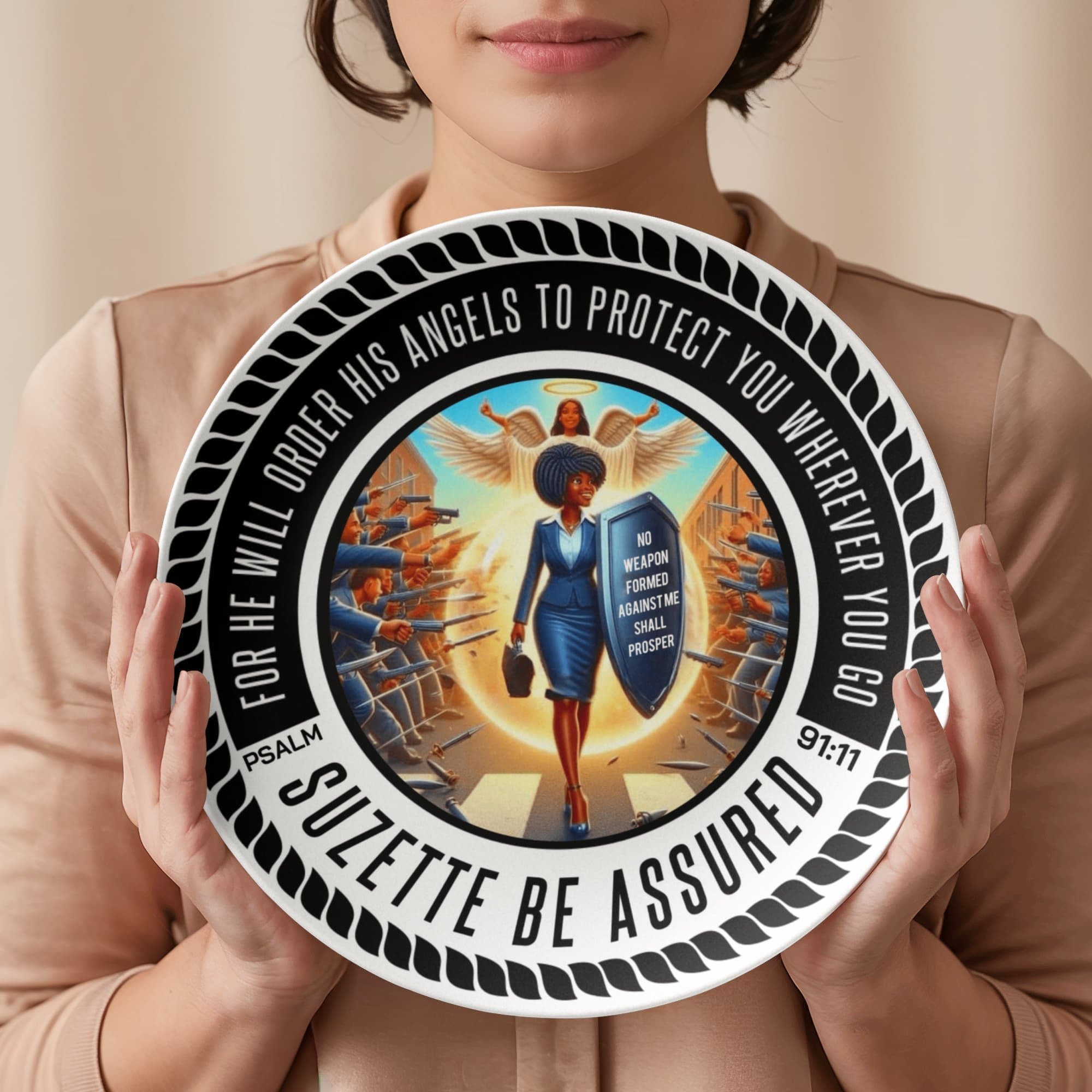 No Weapon Formed Against Me Shall Prosper Personalised 10 Inch Plate Shiny Things