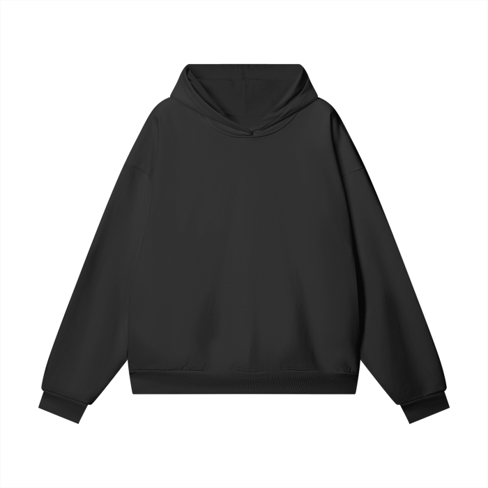 Psalms Angels Heavyweight Hidden Pocket Oversized Halo Fleece Hoodie - Black & Charcoal ODMPOD