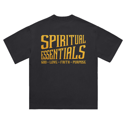 Spiritual Essentials Heavyweight Knitted Round Neck T-Shirt - Black or Grey