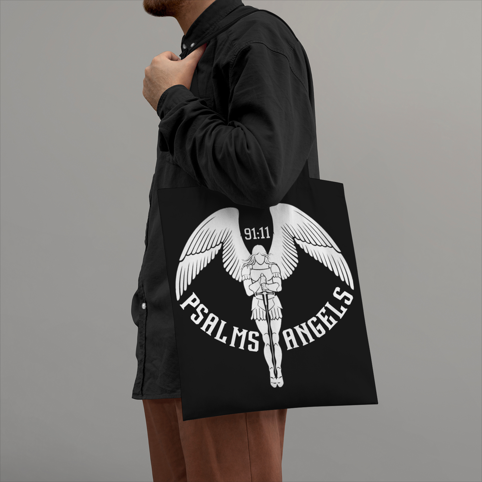 Heavy Duty and Strong Natural Black Canvas Tote Bag Psalms 118.1