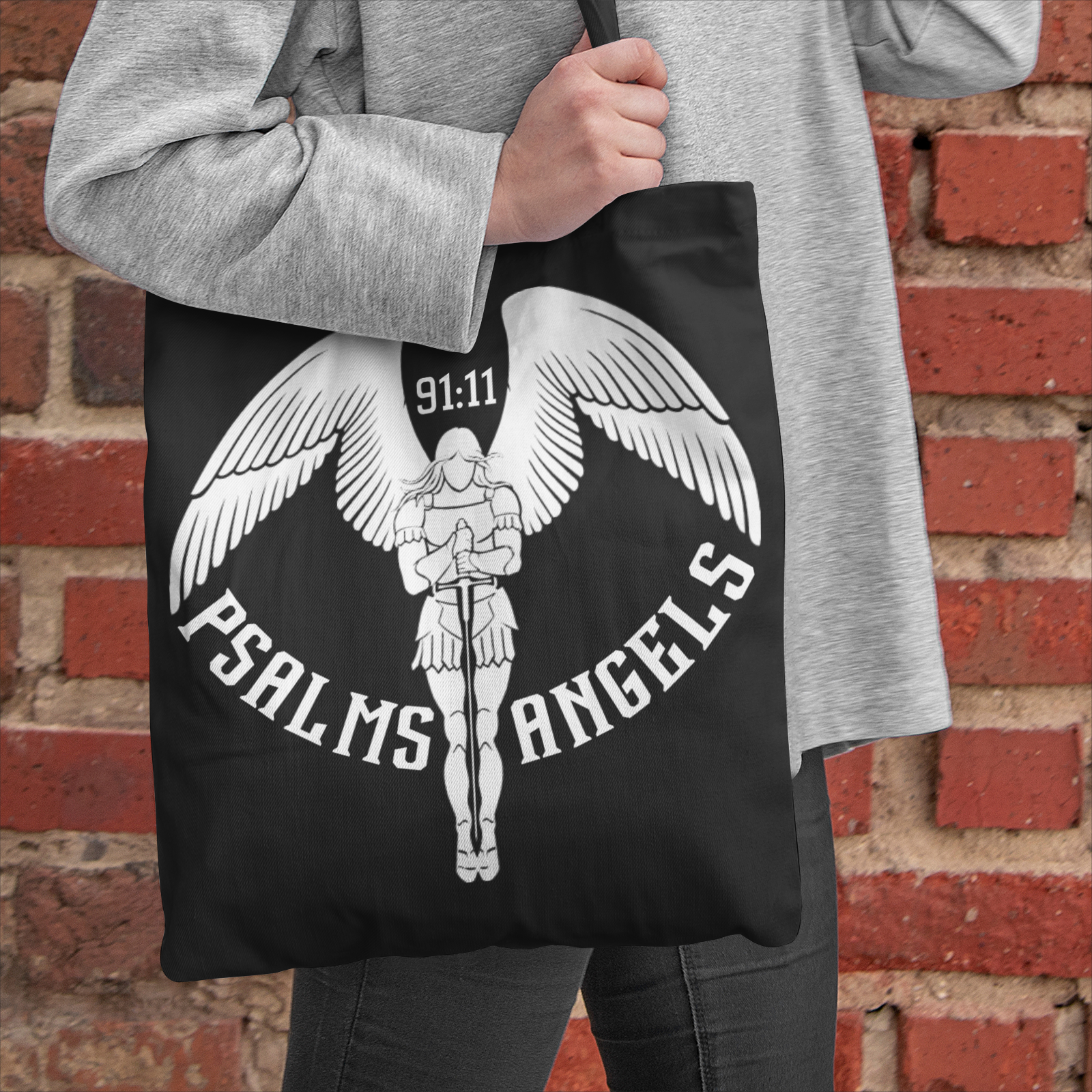 Heavy Duty and Strong Natural Black Canvas Tote Bag Psalms 118.1