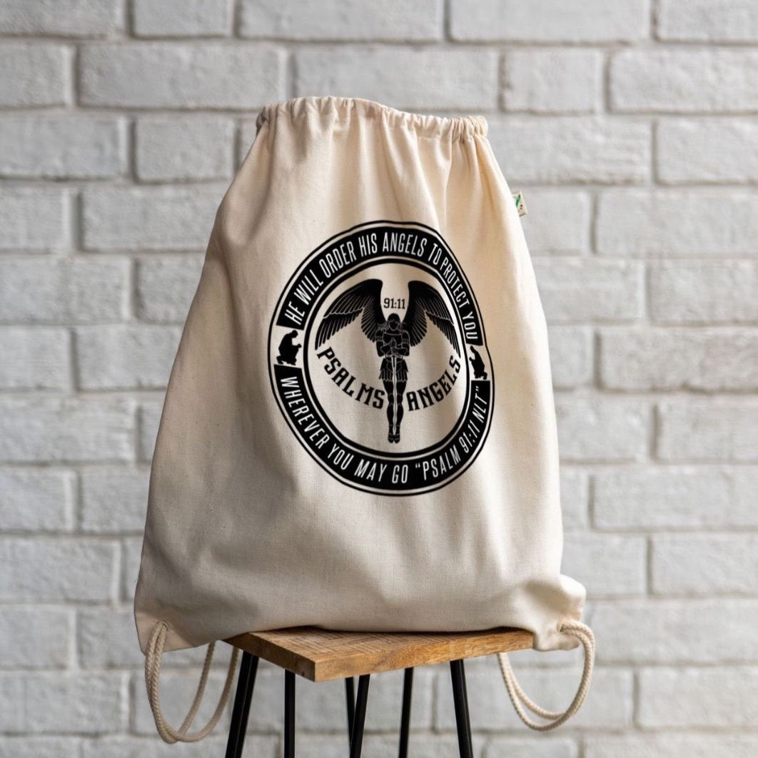 Psalms Angels organic cotton drawstring bag