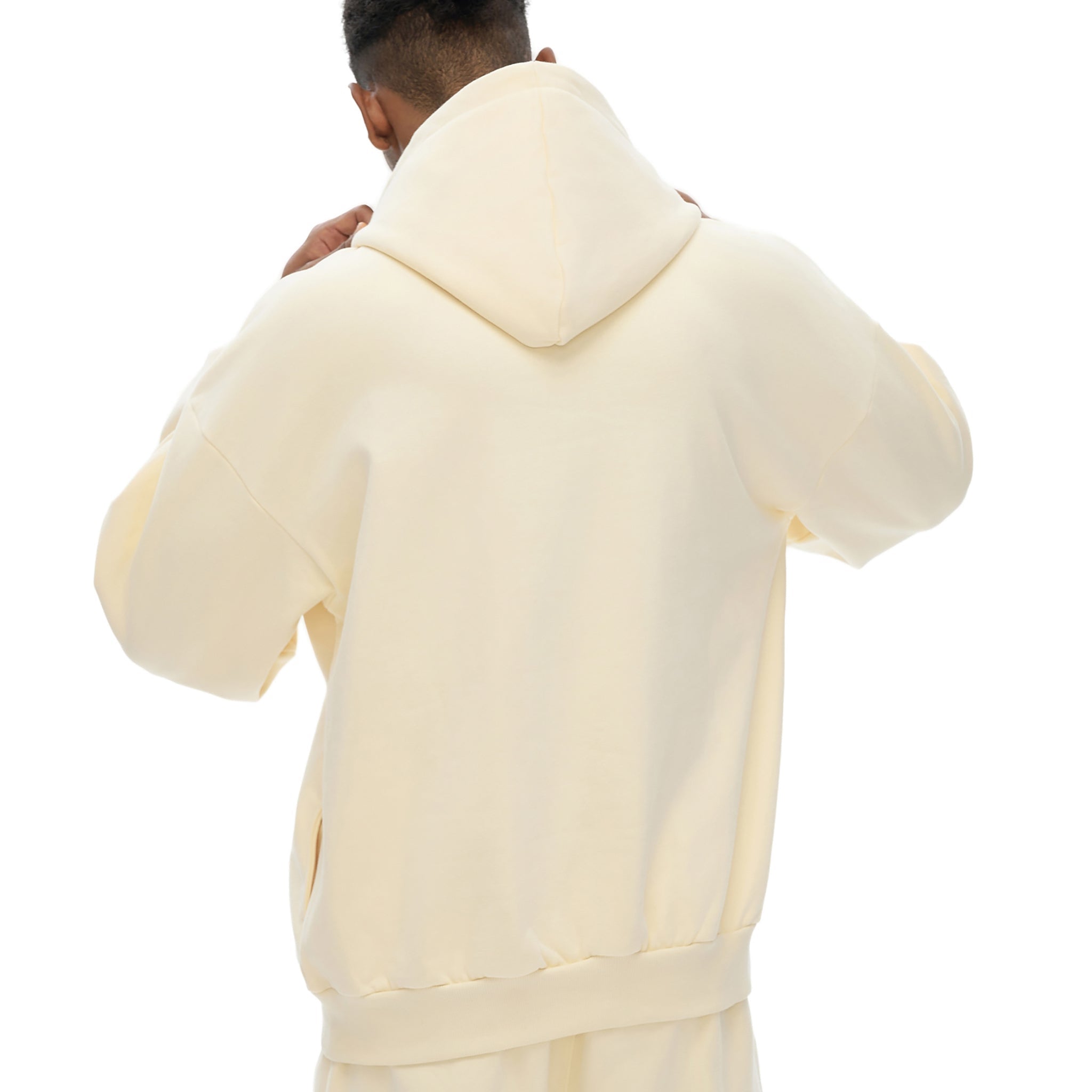 Psalms Angels "100% Christian" Heavyweight Hidden Pocket Oversized 460GSM Halo Fleece Hoodie - Bone & White - Psalms-Angels.com