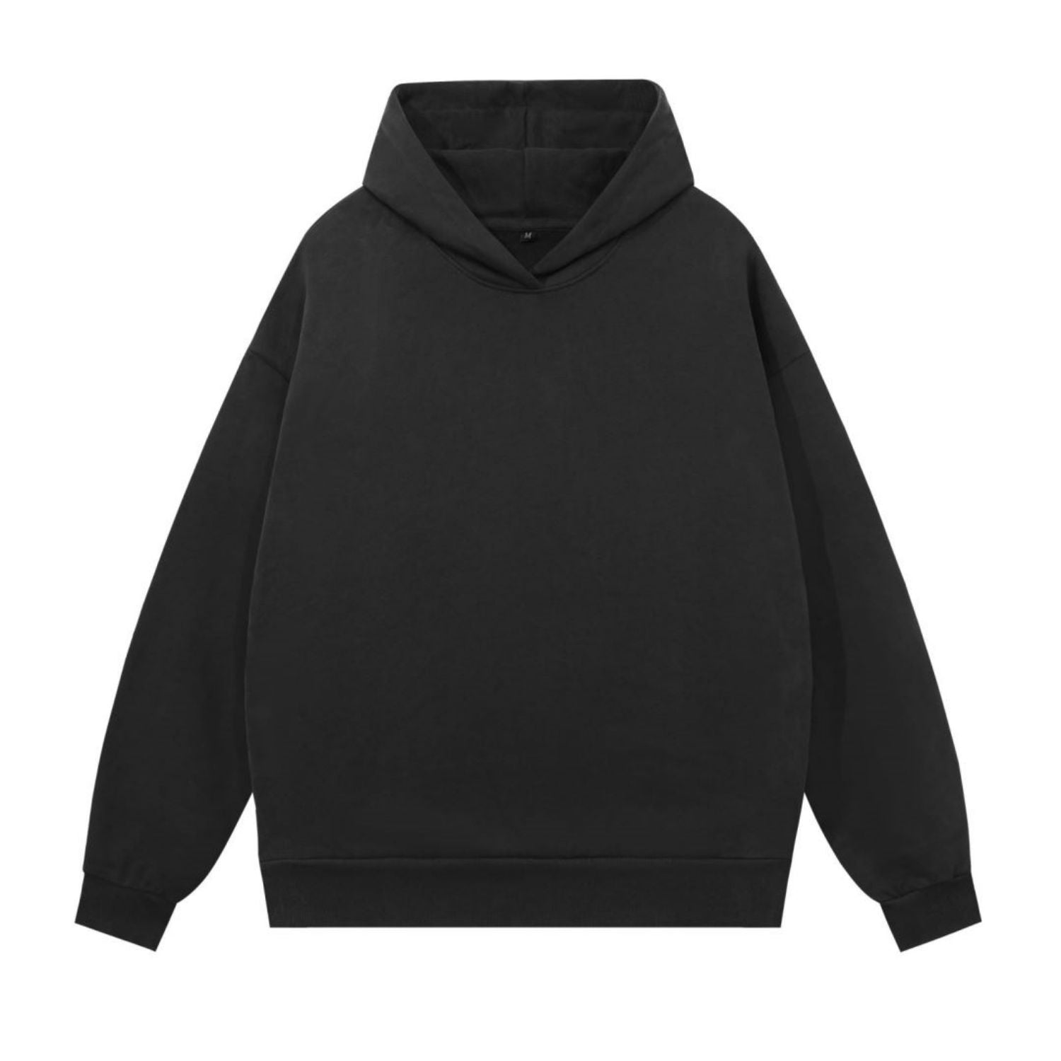 Psalms Angels Heavyweight Hidden Pocket Oversized Halo Fleece Hoodie - Black & Charcoal ODMPOD