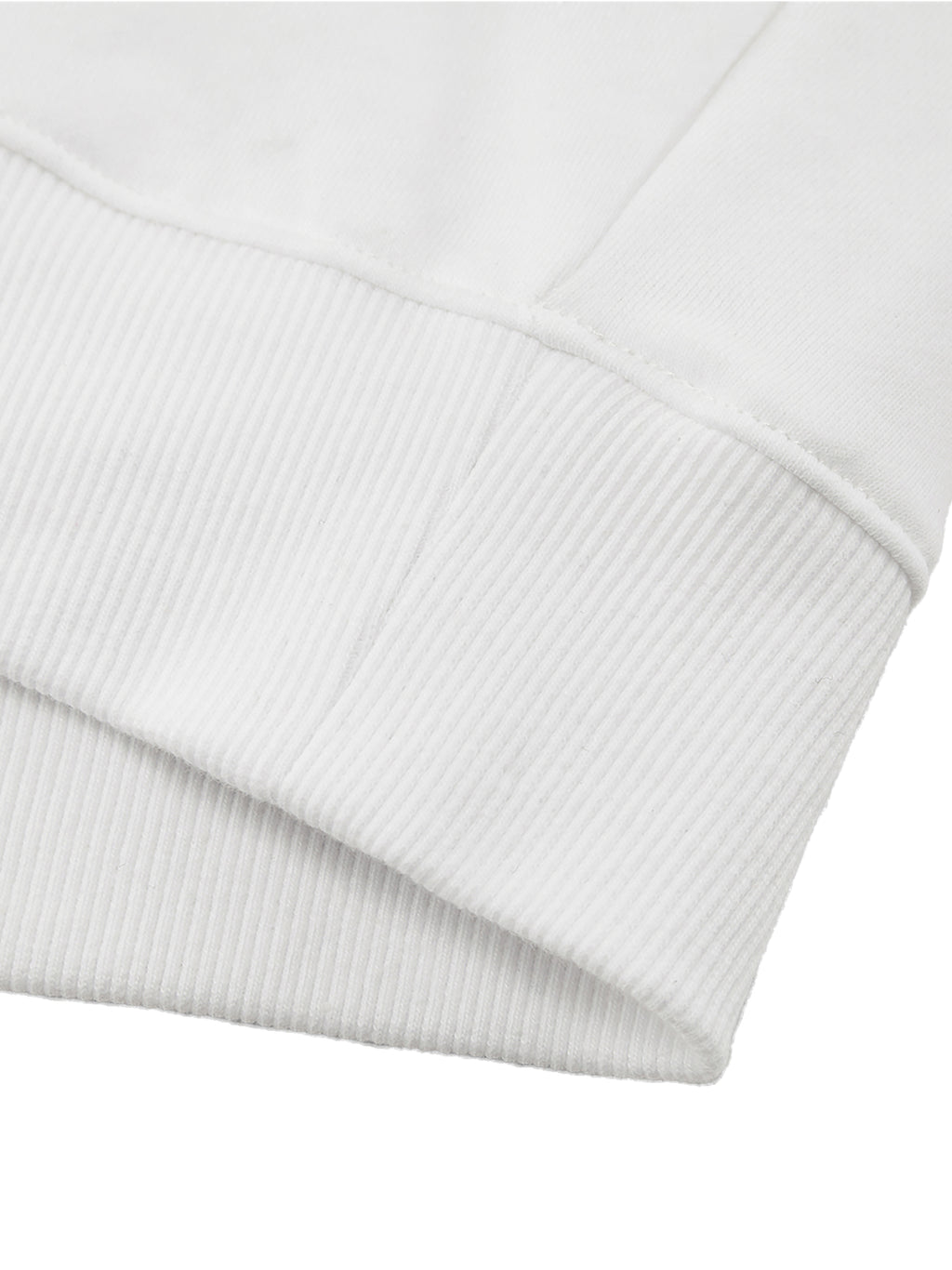 Close-up of a white ribbed sweater on a white background