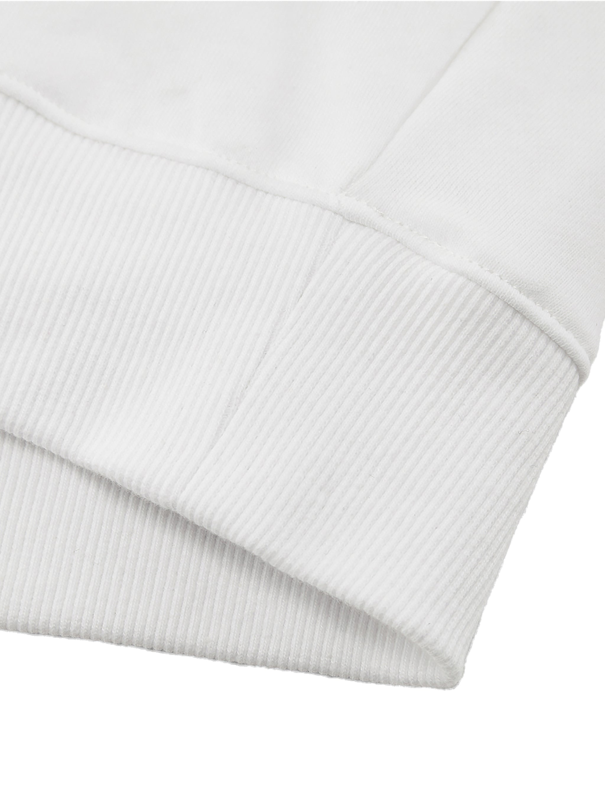 Close-up of a white ribbed sweater on a white background