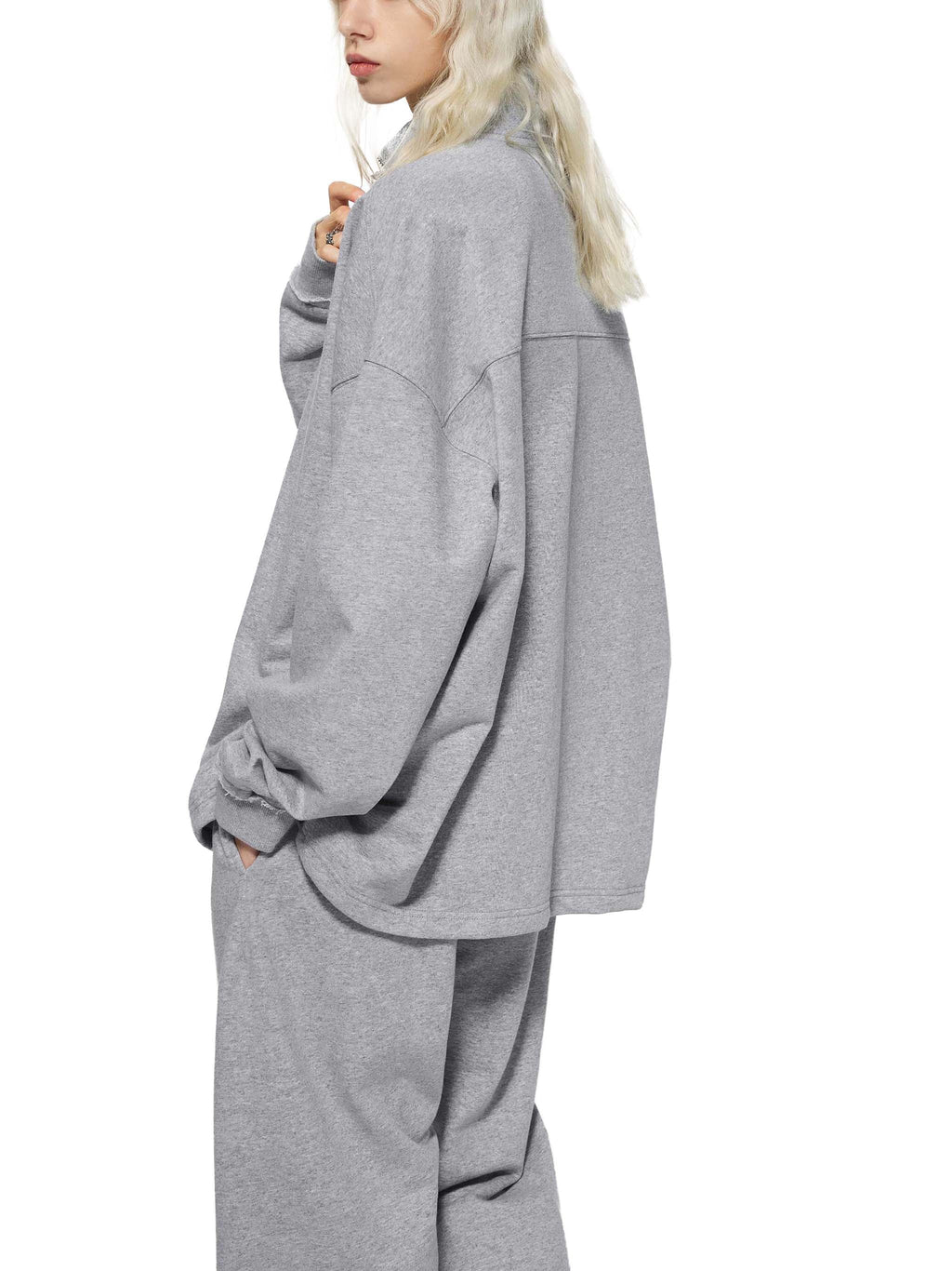 Half-Zip Rolled Edge Fleece Sweatshirt ODMPOD