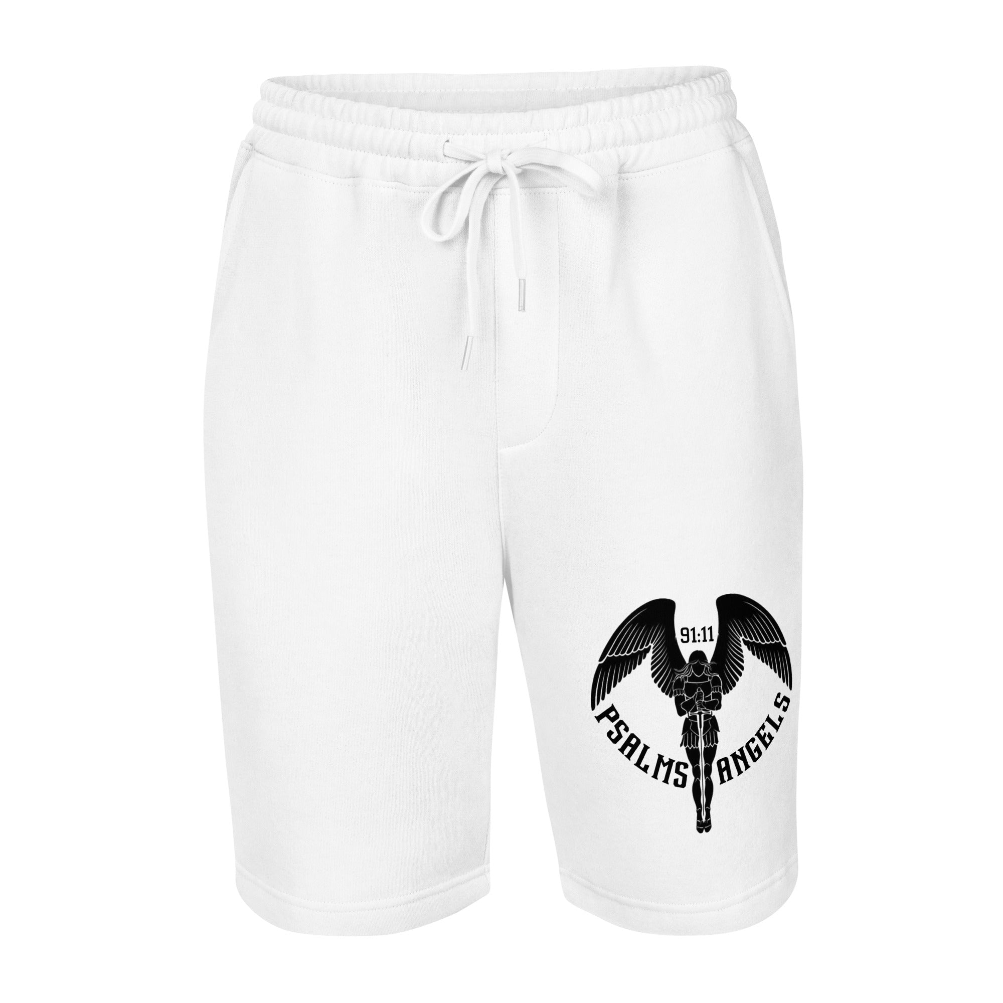 Psalms Angels Men's Casual Fleece Shorts - White Psalms 118.1