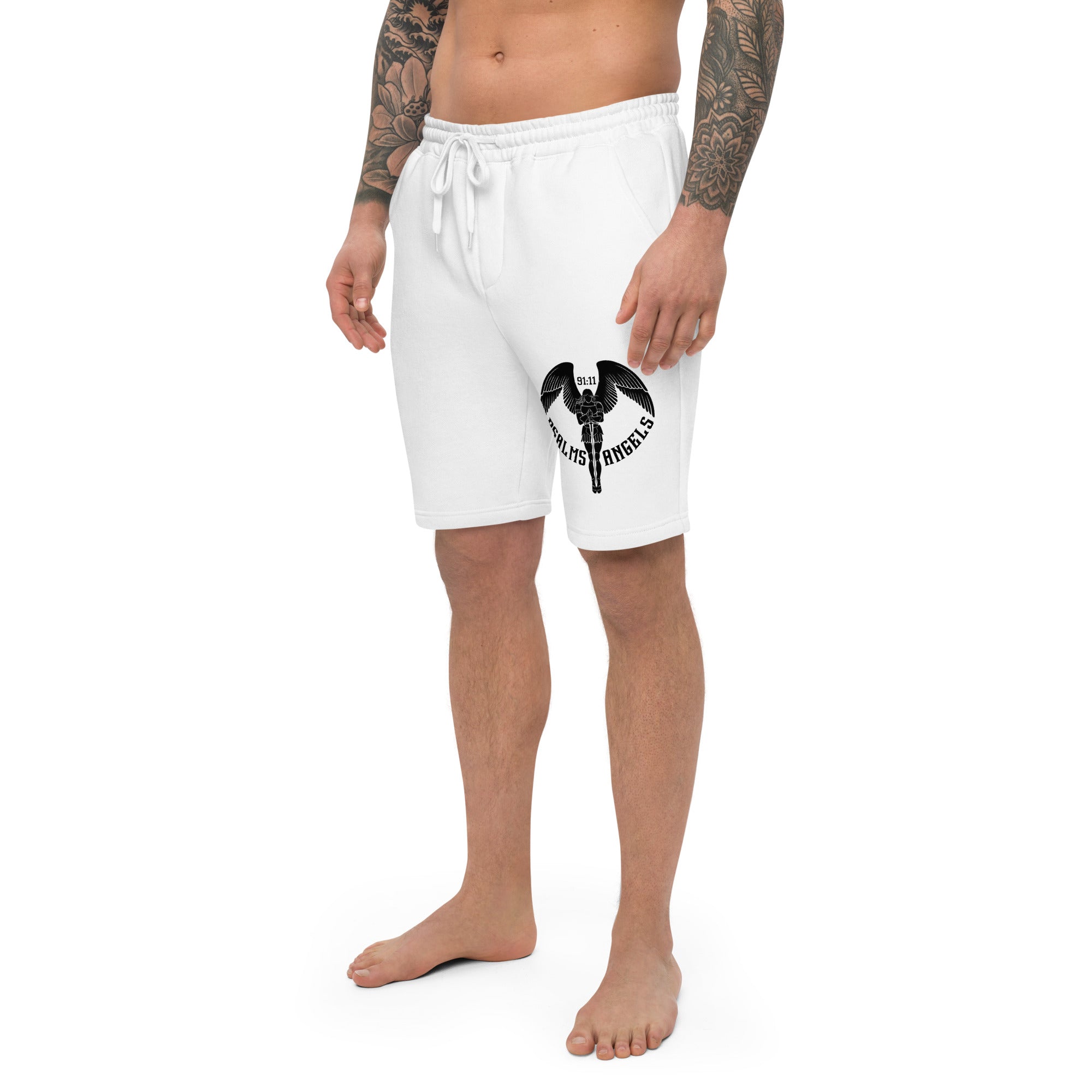 Psalms Angels Men's Casual White Fleece Shorts