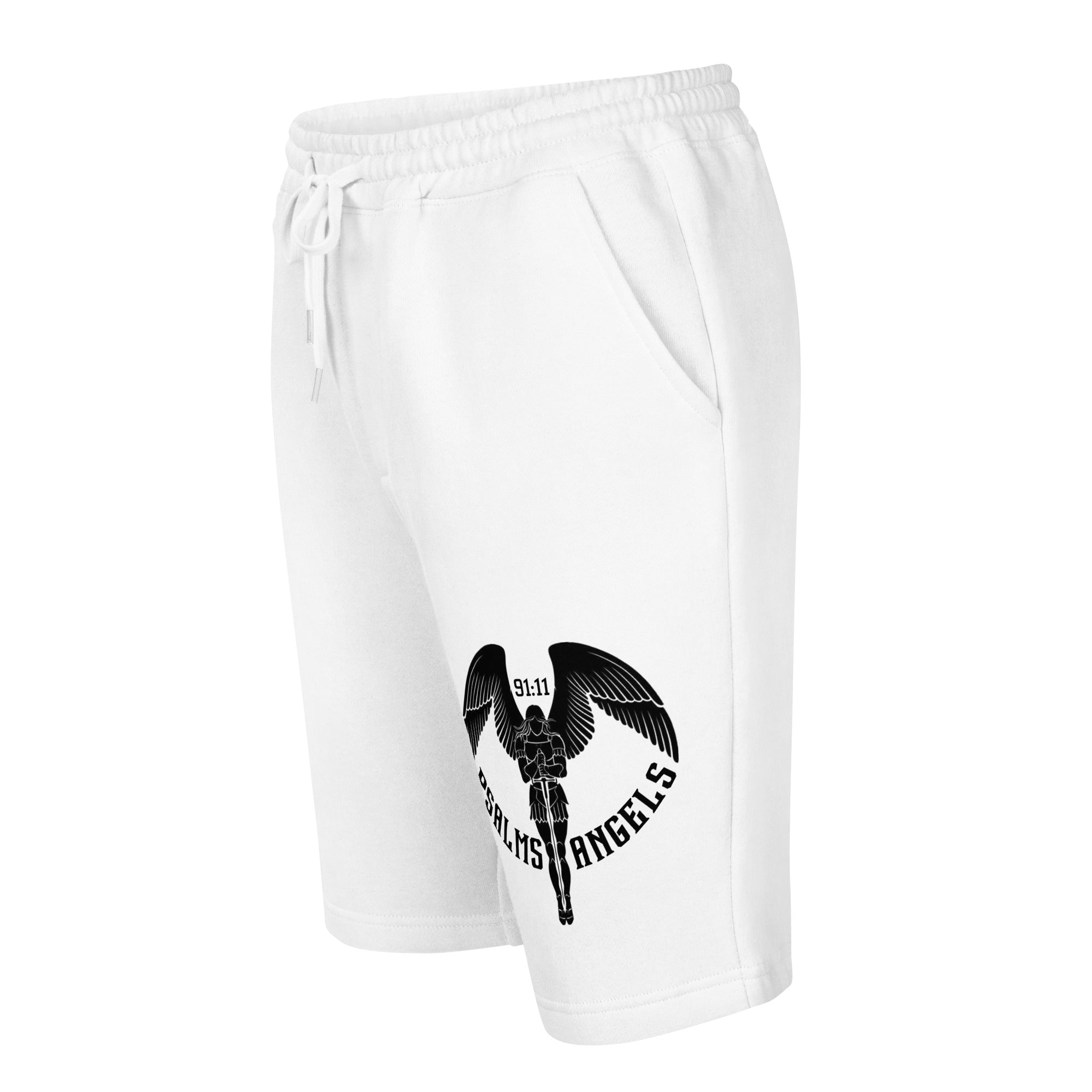 Psalms Angels Men's Casual Fleece Shorts - White Psalms 118.1