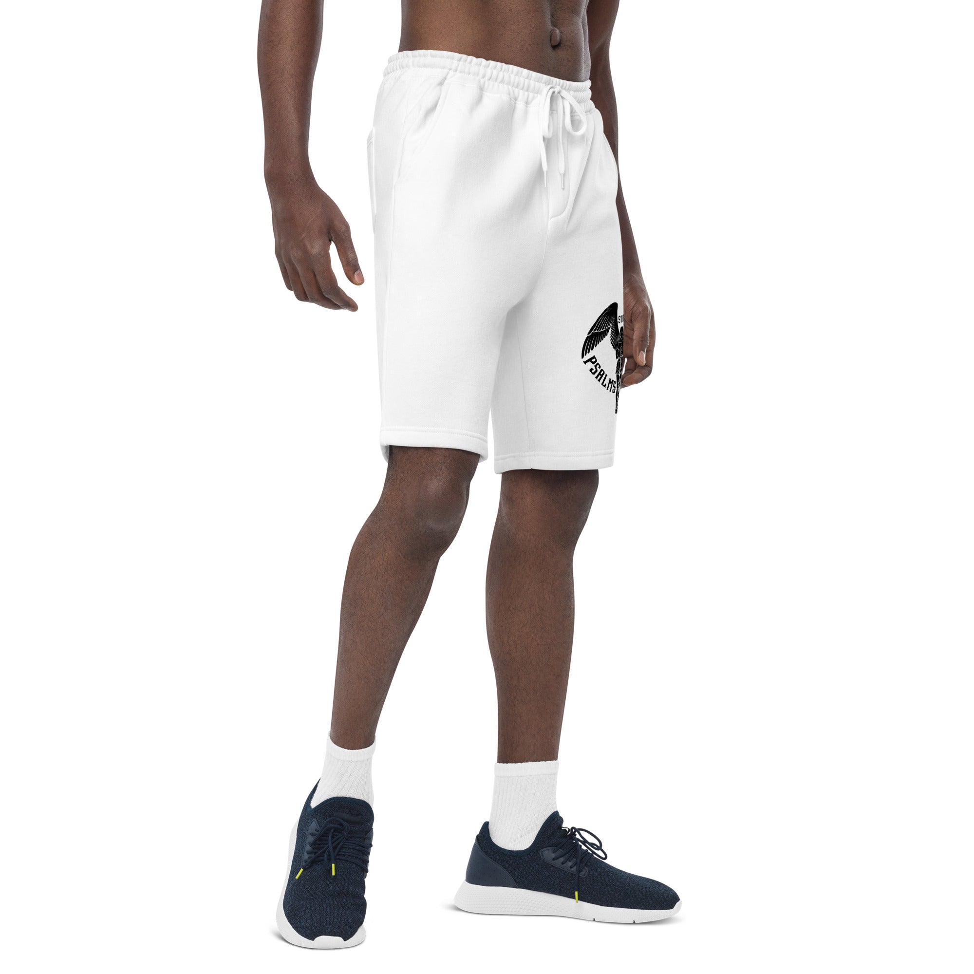 Psalms Angels Men's Casual Fleece Shorts - White Psalms 118.1