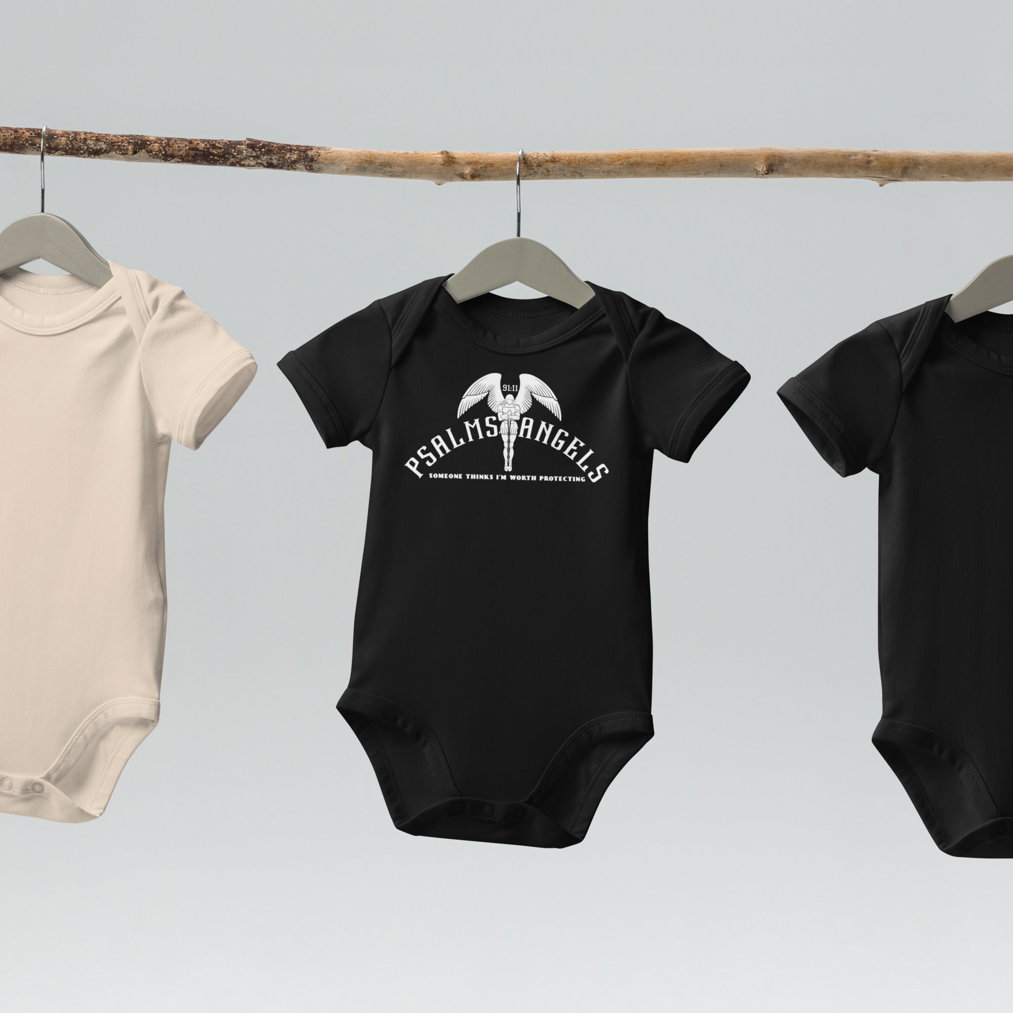Someone Thinks I’m Worth Protecting 100% Organic Cotton Baby Bodysuit - Black Psalms 91.11
