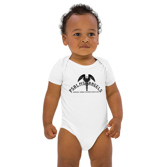 Psalm 91 white Someone Thinks I’m Worth Protecting 100% Organic Cotton Psalms Angels Baby Bodysuit 