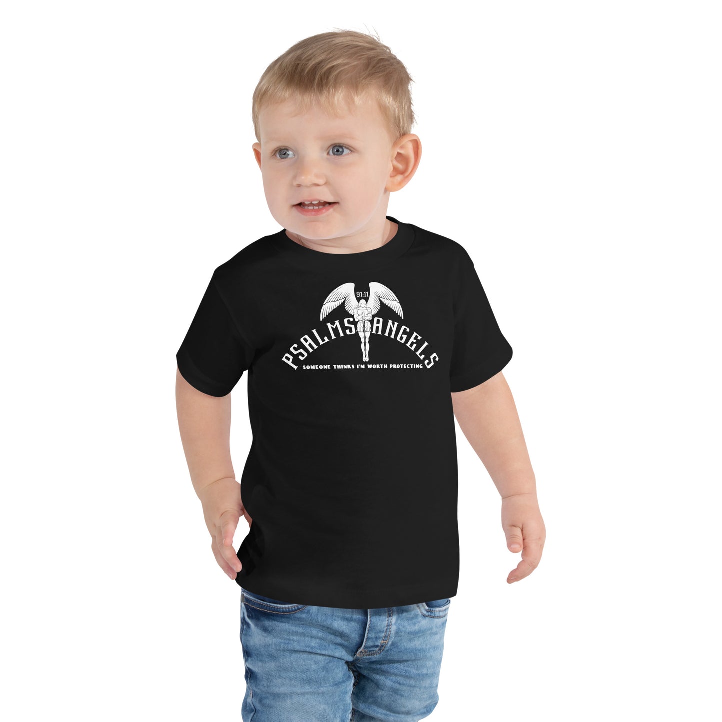 Psalm 91 Black Someone Thinks I’m Worth Protecting Toddler’s Short Sleeve Psalms Angels T-Shirt 