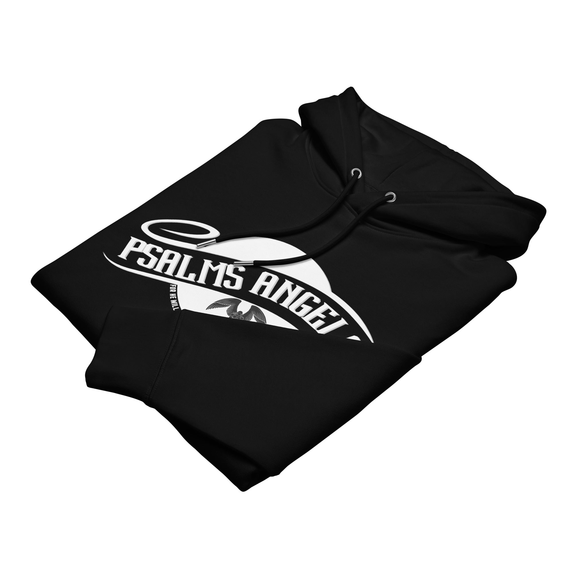 Psalm Verse 91:11 Unisex Premium Heavyweight 100% Organic Cotton Hoodie - Black Psalms 91.11