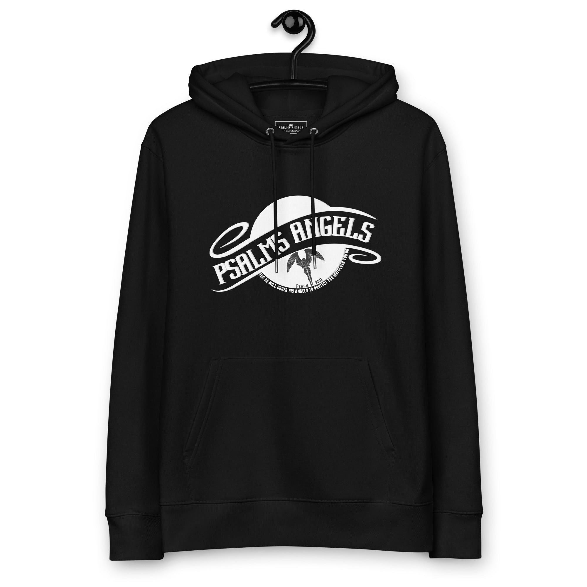 Psalm Verse 91:11 Unisex Premium Heavyweight 100% Organic Cotton Hoodie - Black Psalms 91.11