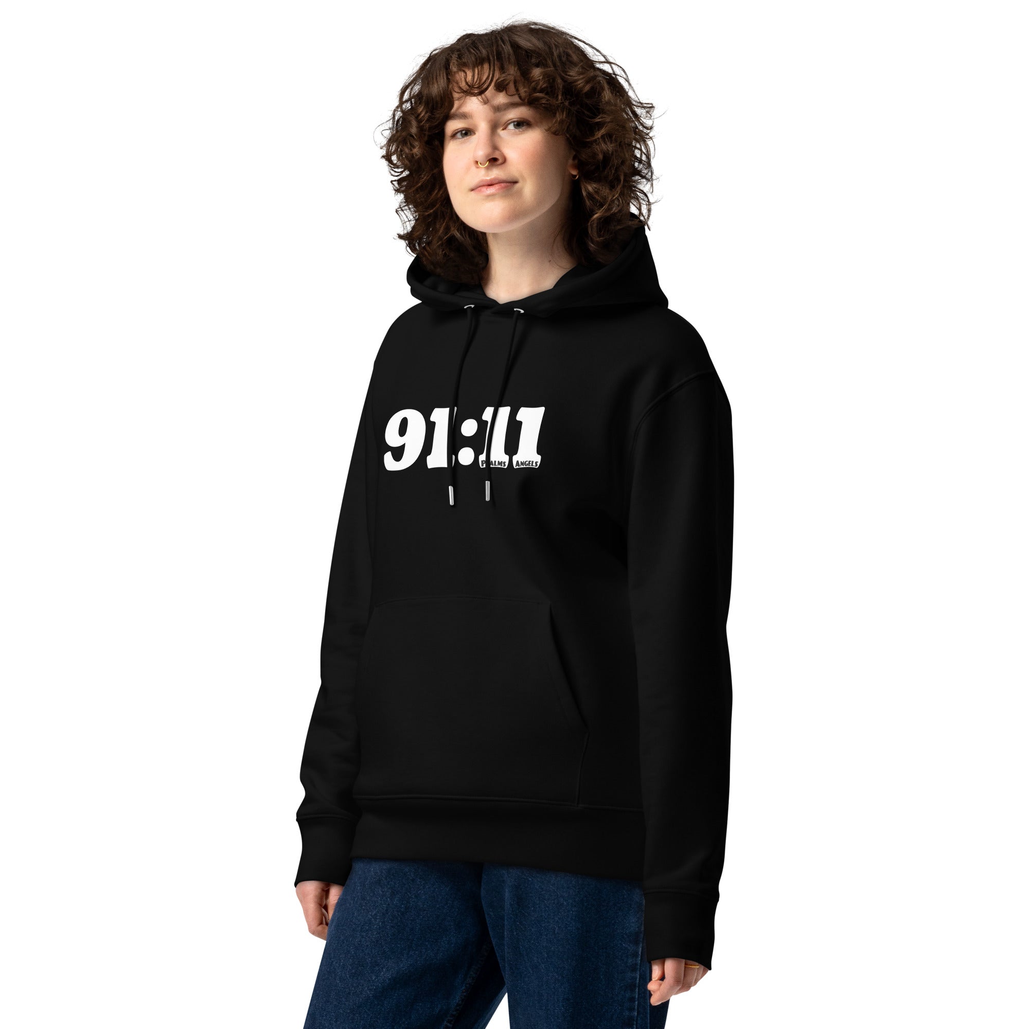 Psalm 91:11 Unisex Premium Heavyweight 100% Organic Cotton Hoodie - Black Psalms 91.11