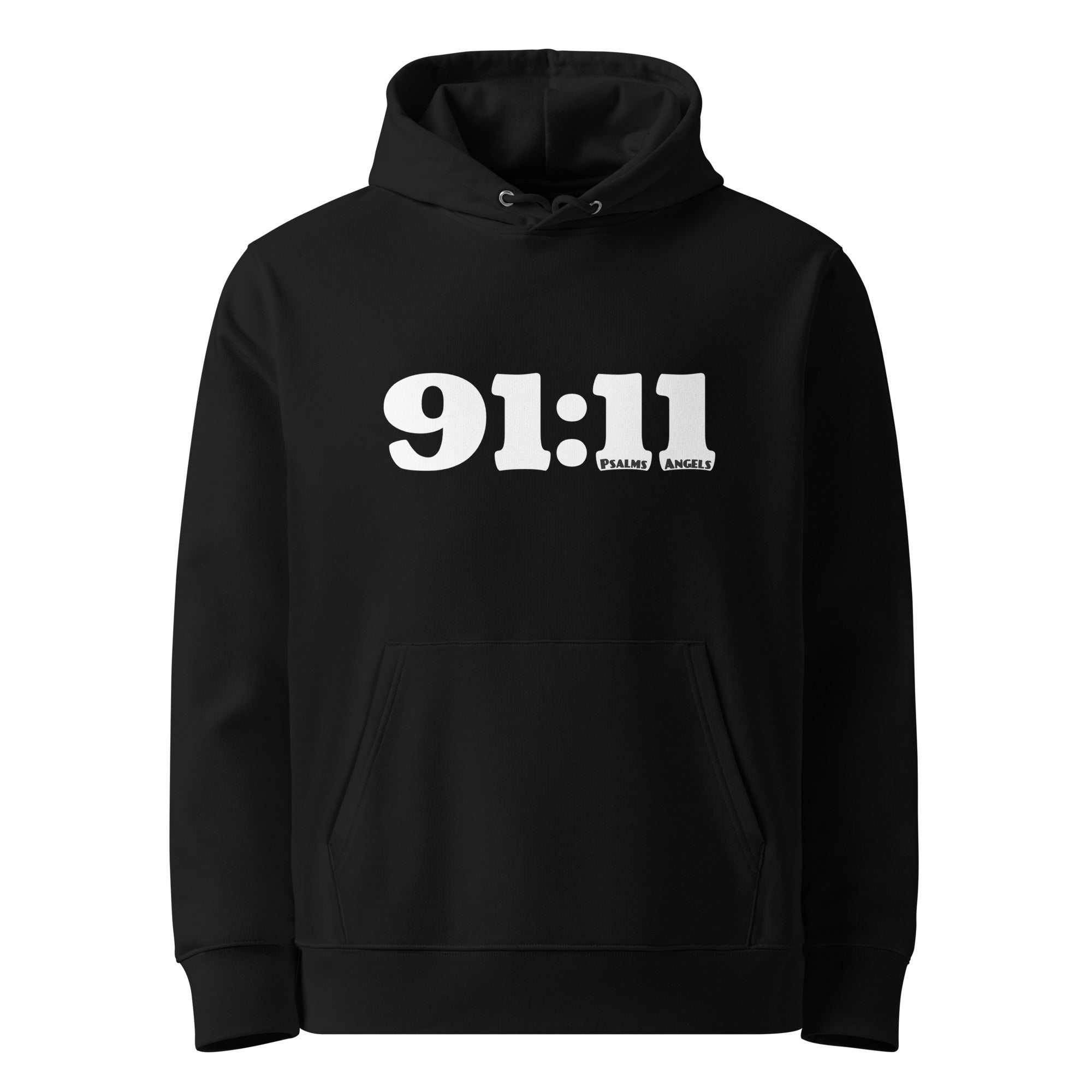 Psalm 91:11 Unisex Premium Heavyweight 100% Organic Cotton Hoodie - Black Psalms 91.11