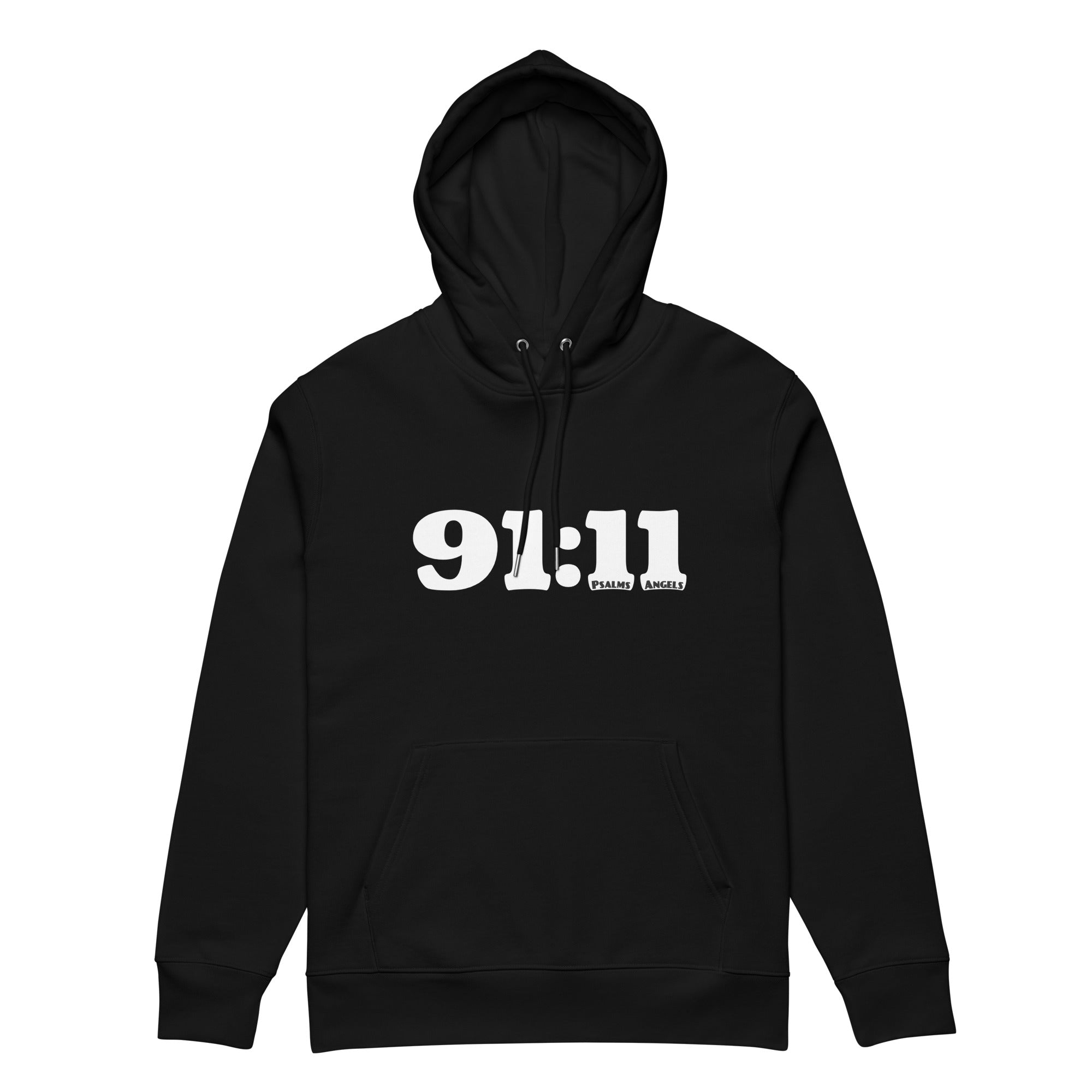 Psalm 91:11 Unisex Premium Heavyweight 100% Organic Cotton Hoodie - Black Psalms 91.11