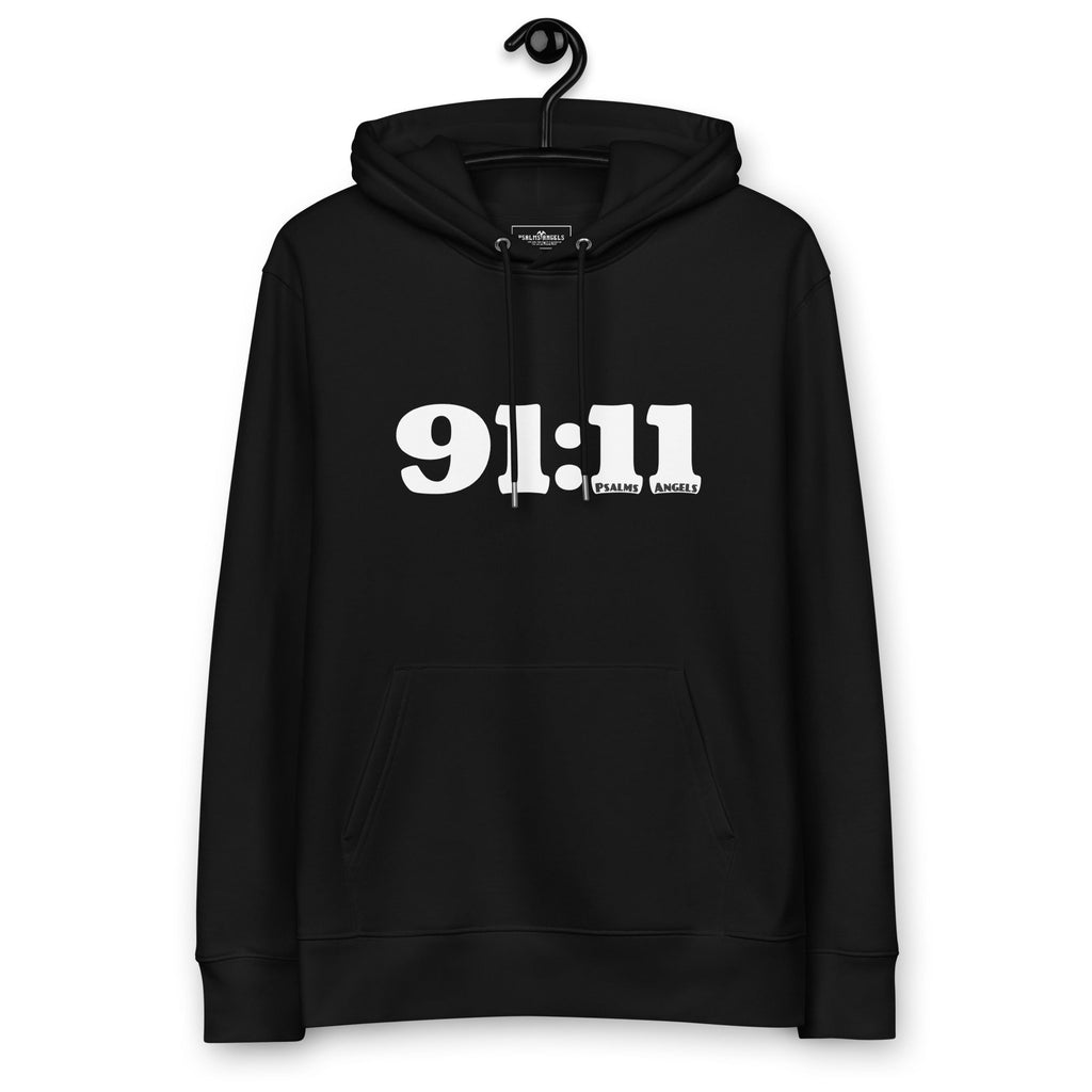 Psalm 91:11 Unisex Premium Heavyweight 100% Organic Cotton Hoodie - Black Psalms 91.11