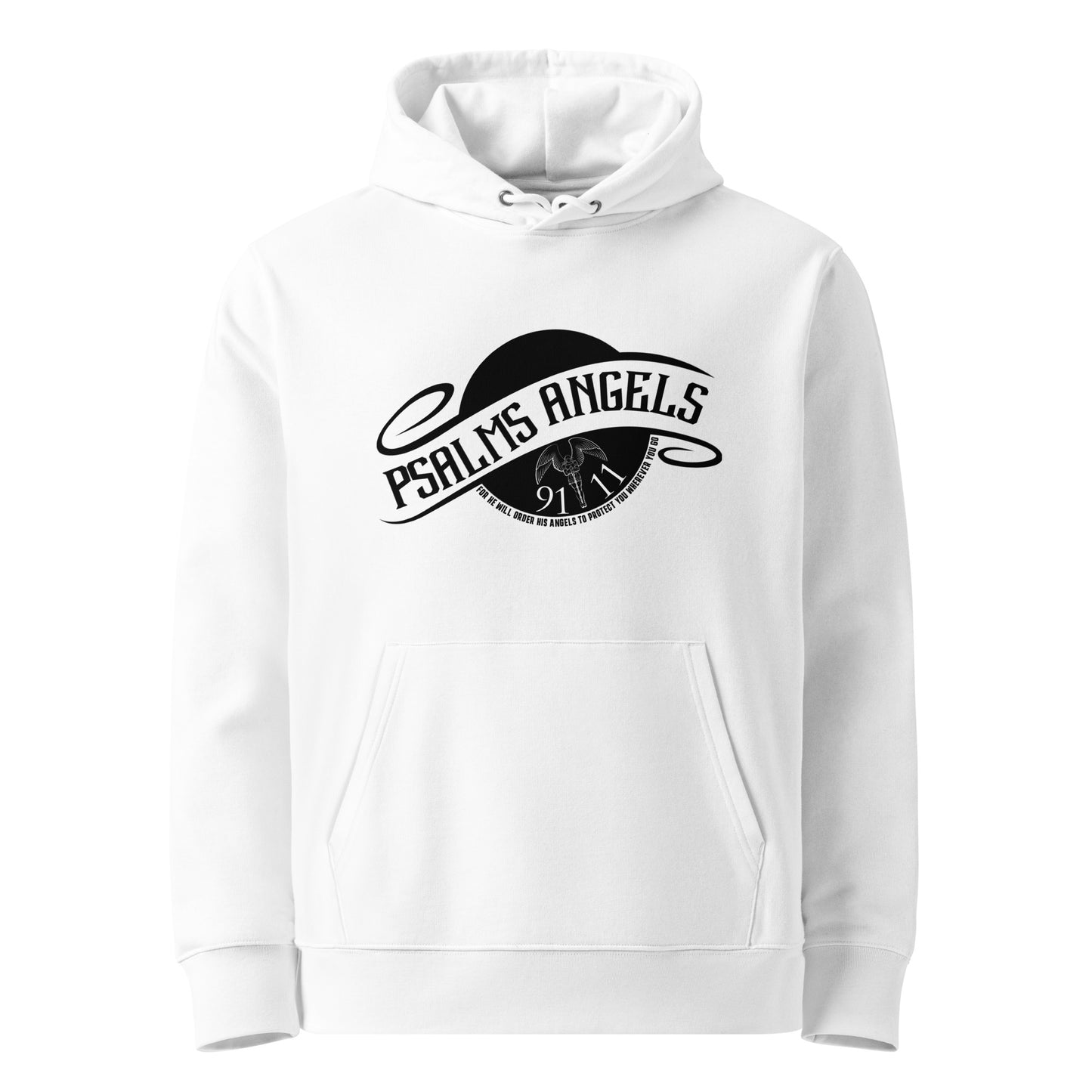 Psalm 91:11 Unisex Premium Heavyweight 100% Organic Cotton Hoodie - White