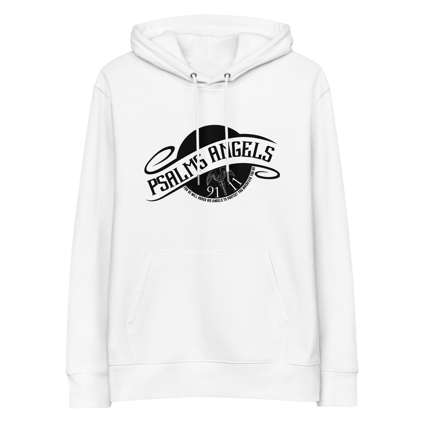 Psalm 91:11 Unisex Premium Heavyweight 100% Organic Cotton Hoodie - White