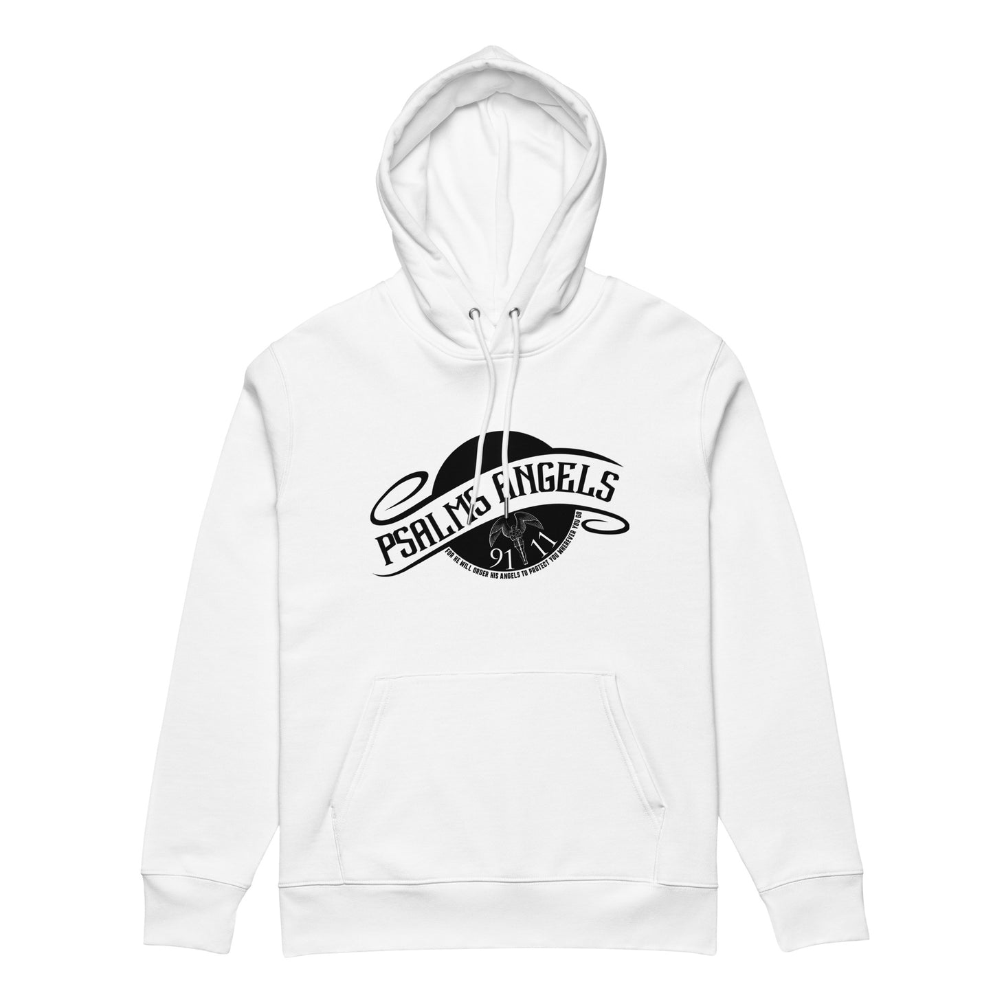 Psalm 91:11 Unisex Premium Heavyweight 100% Organic Cotton Hoodie - White