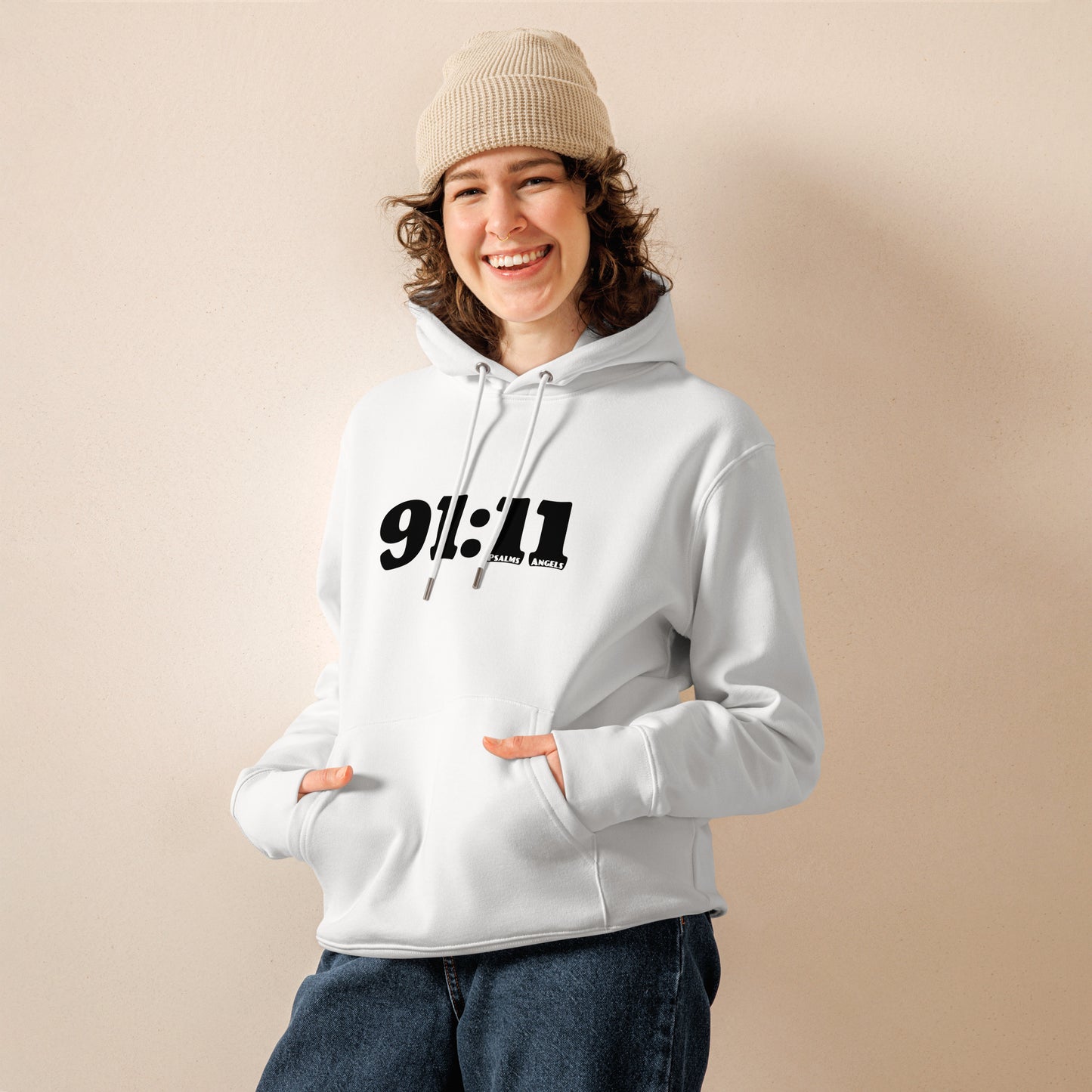 Psalm 91:11 Unisex Premium Heavyweight 100% Organic Cotton Hoodie - White