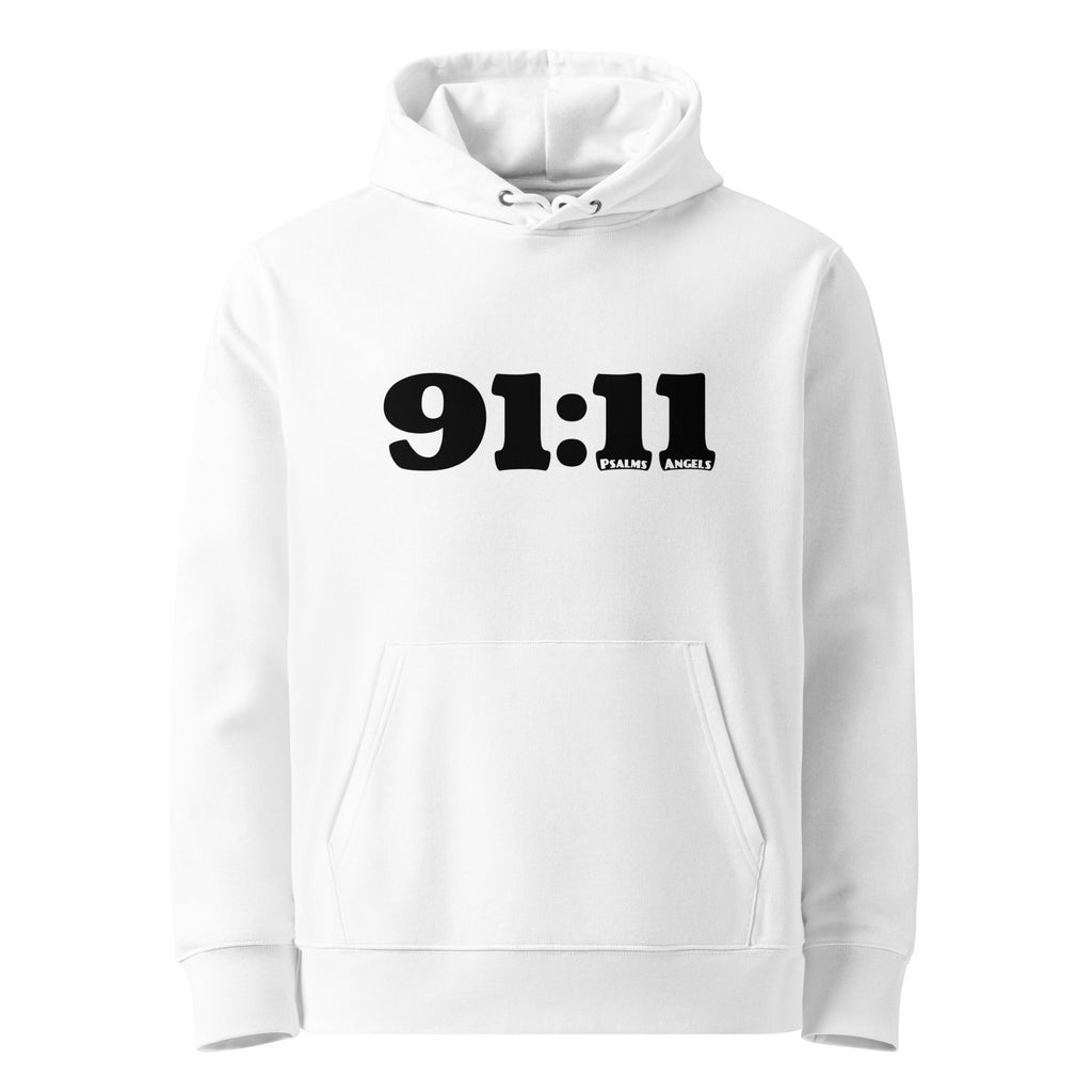 Psalm 91:11 Unisex Premium Heavyweight 100% Organic Cotton Hoodie - White Psalms 91.11