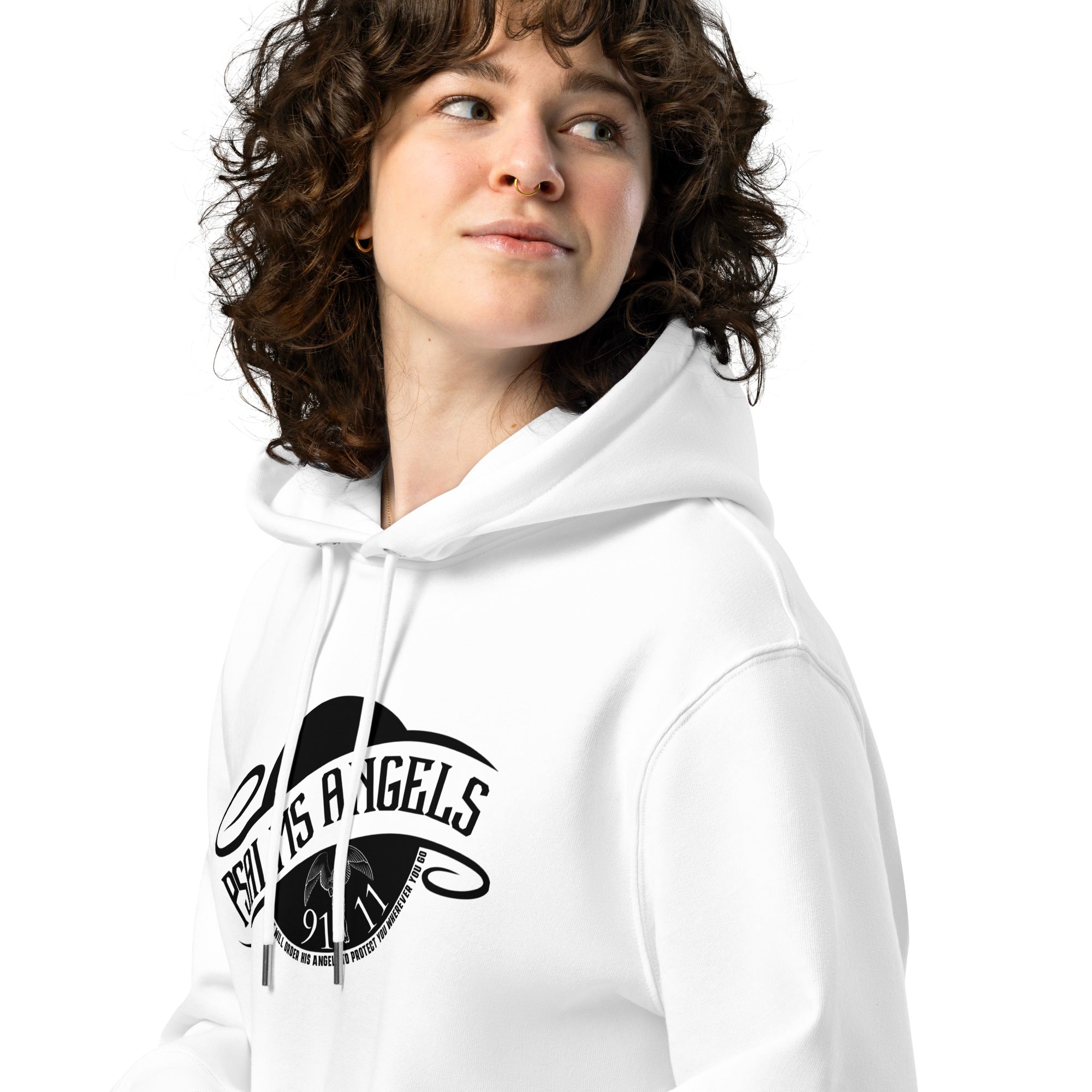 Psalm 91:11 Unisex Premium Heavyweight 100% Organic Cotton Hoodie - White Psalms 91.11