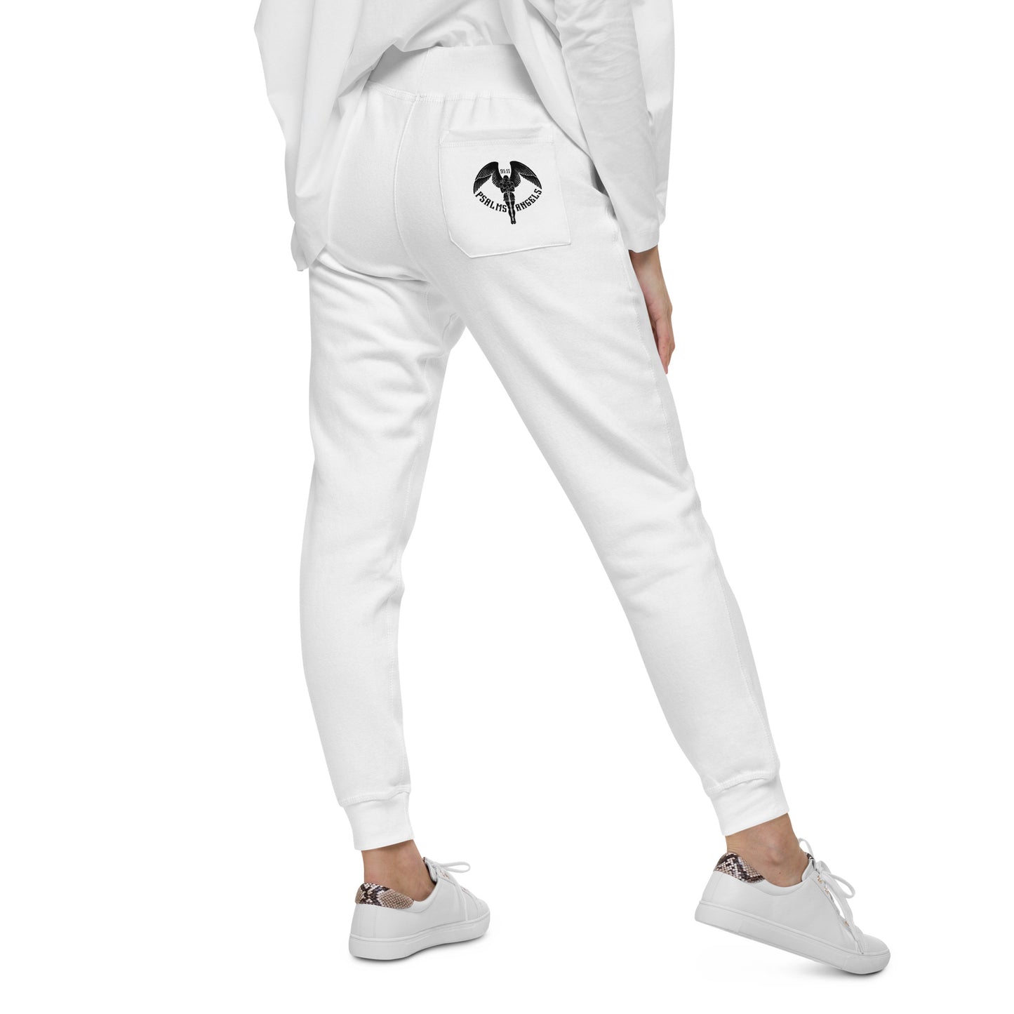 Psalms Angels Unisex Fleece Sweatpants - White