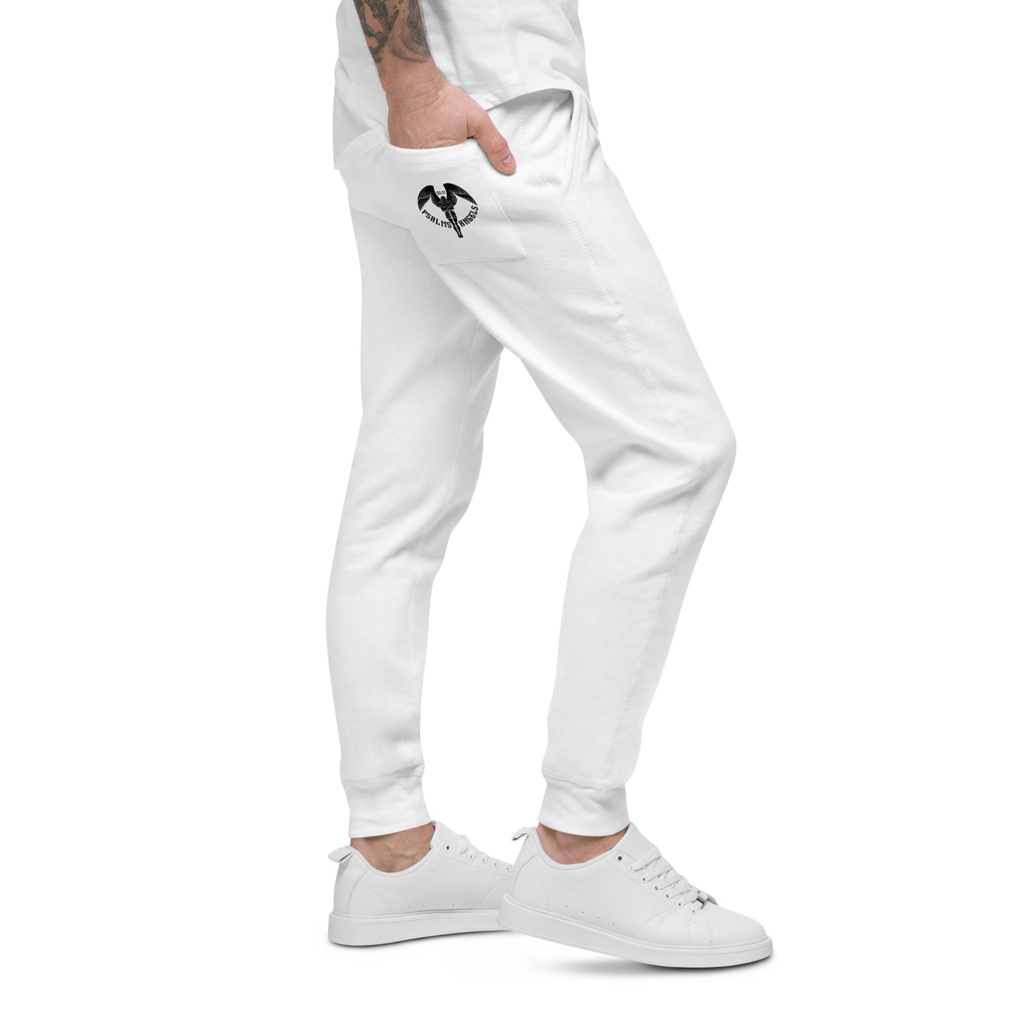 Psalms Angels Unisex Fleece Sweatpants - White