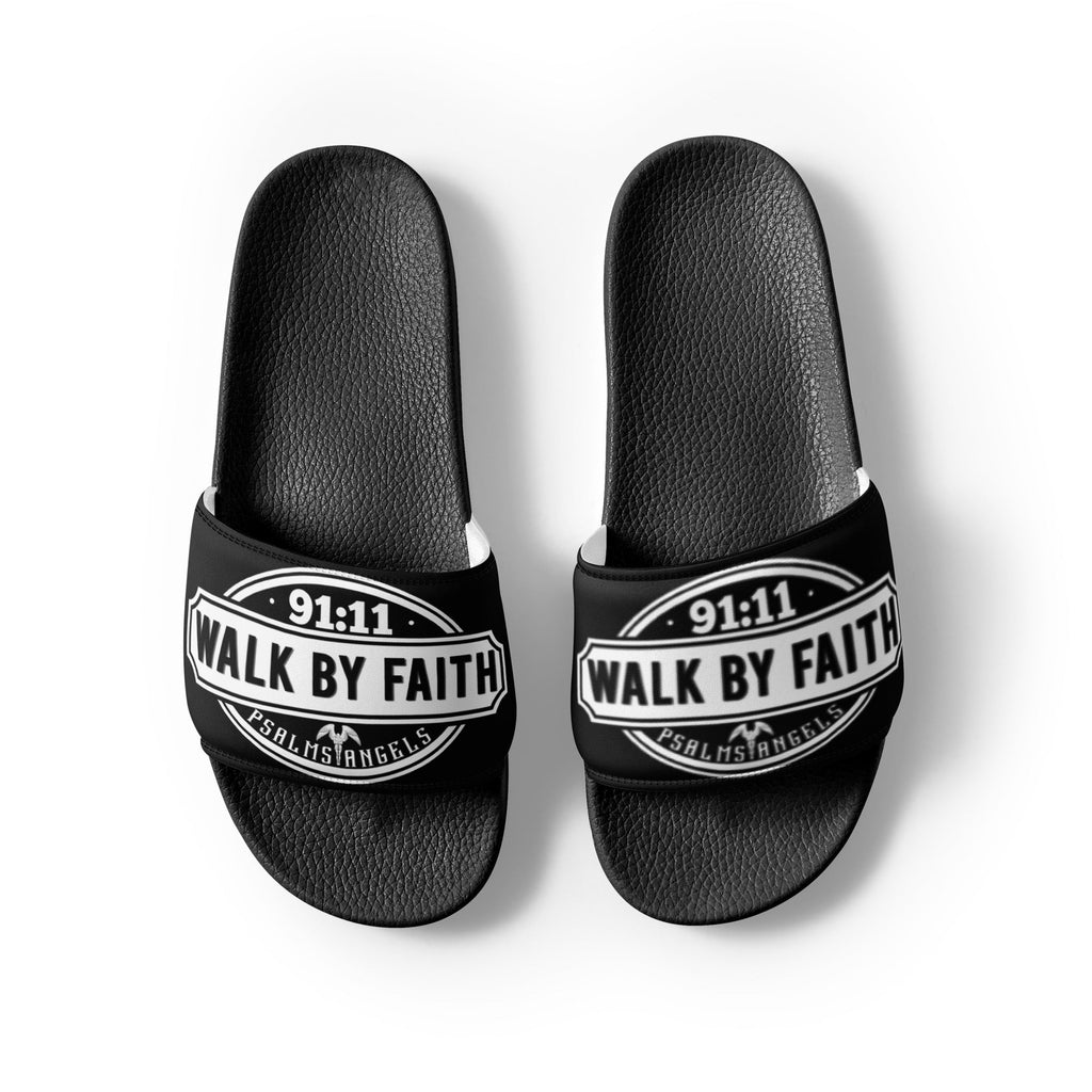 Psalms Angels Walk In Faith Women's black slides Psalms 91.11